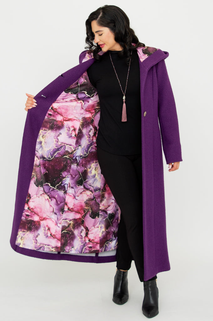 Royal Catherine Boiled Wool Coat for Women - Elegant Winter Outerwear for Office, Travel & Special Occasions