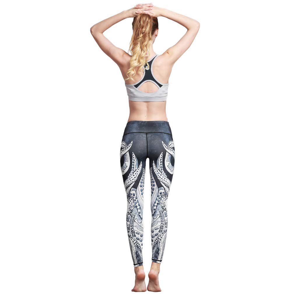 Women's Printed Over The Heel Stirrup Yoga Pants - High Waist Stretchy Leggings for Yoga, Pilates & Workout