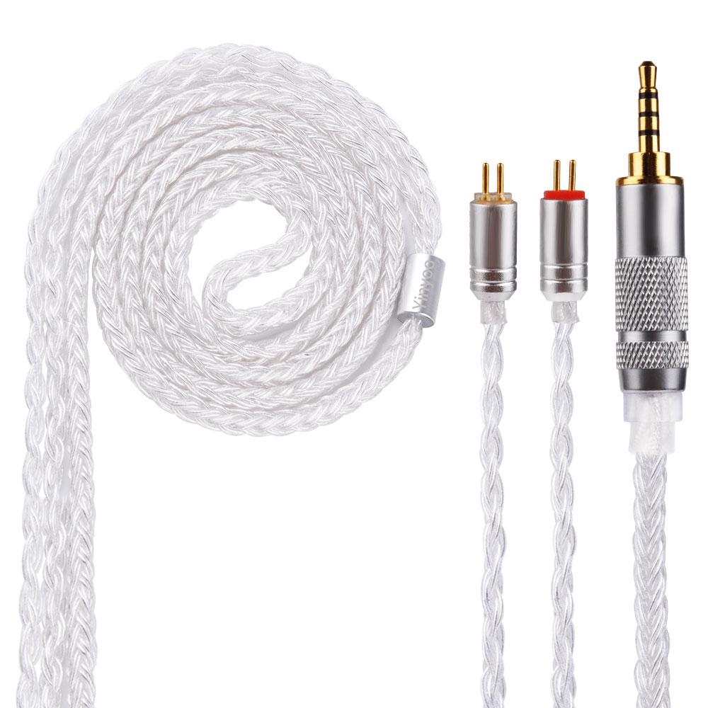 Yinyoo 16 Core Silver Plated Upgrade Cable for IEMs - 2.5mm/3.5mm/4.4mm Balanced & Unbalanced - Compatible with MMCX/2PIN/QDC Connectors - Perfect for Audiophiles, Musicians & Studio Monitoring