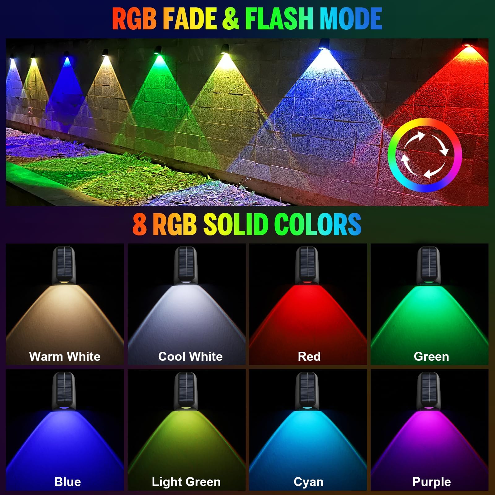 10 Pack Brighter Solar Fence Lights - Waterproof Outdoor Solar Deck Lights with Dusk to Dawn Sensor for Fence, Wall, Steps, Patio, Garage & Yard - Perfect for Pathway Lighting and Landscape Decoration
