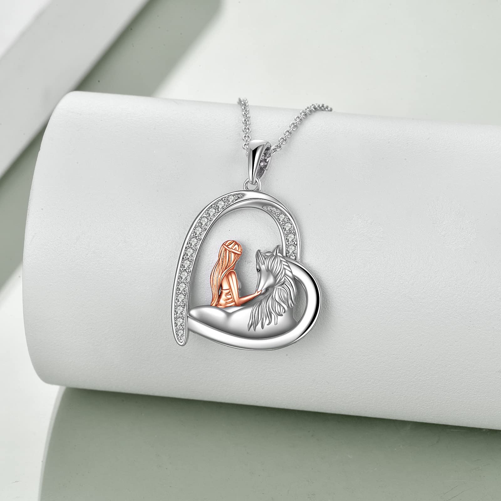 Elegant Sterling Silver Horse Pendant Necklace for Women - Heart-Shaped Horse Jewelry Gift for Equestrian Lovers | Perfect for Birthdays, Anniversaries & Special Occasions
