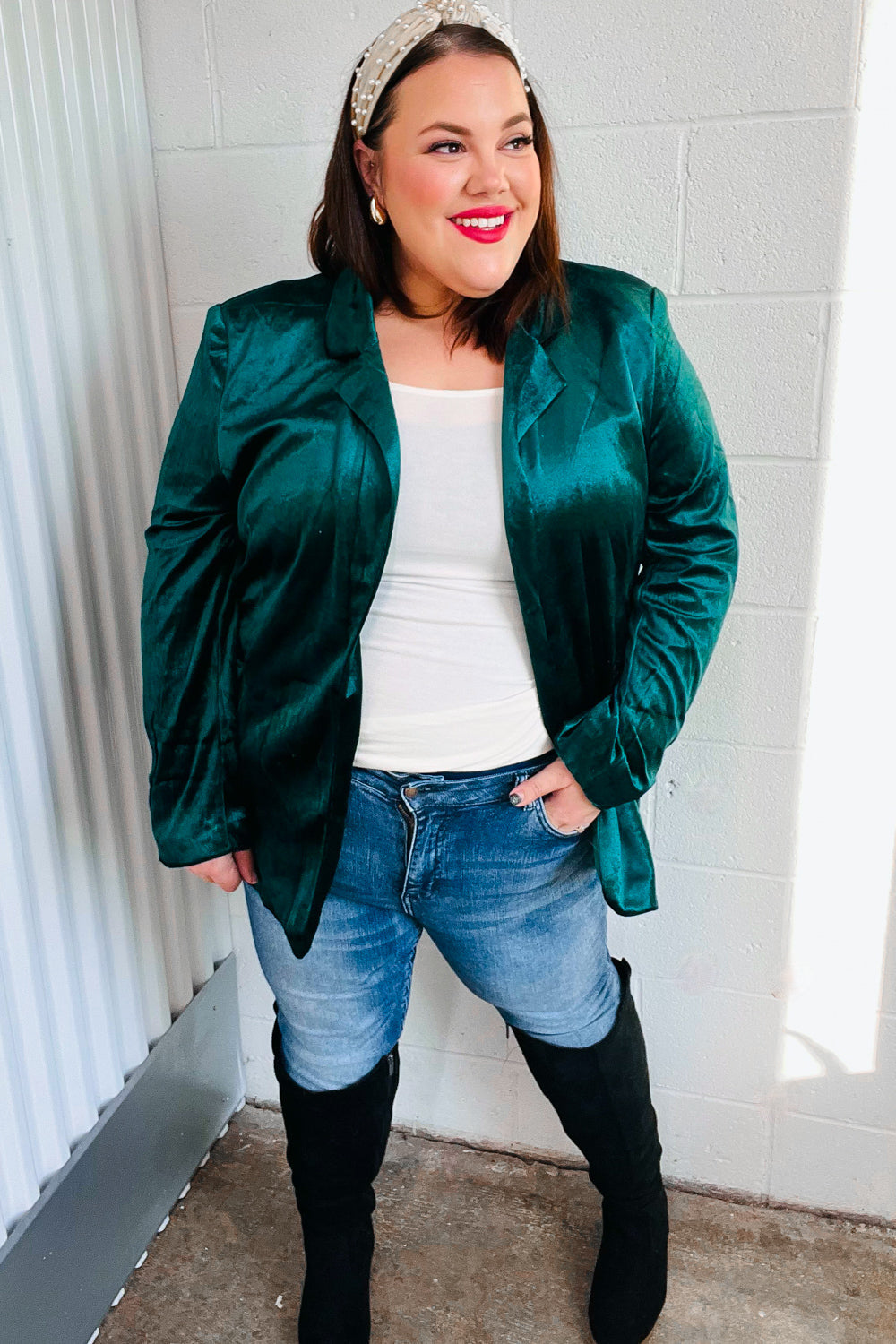 Elegant Hunter Green Velvet Blazer for Women - Formal & Evening Wear - Perfect for Weddings, Parties & Office Events