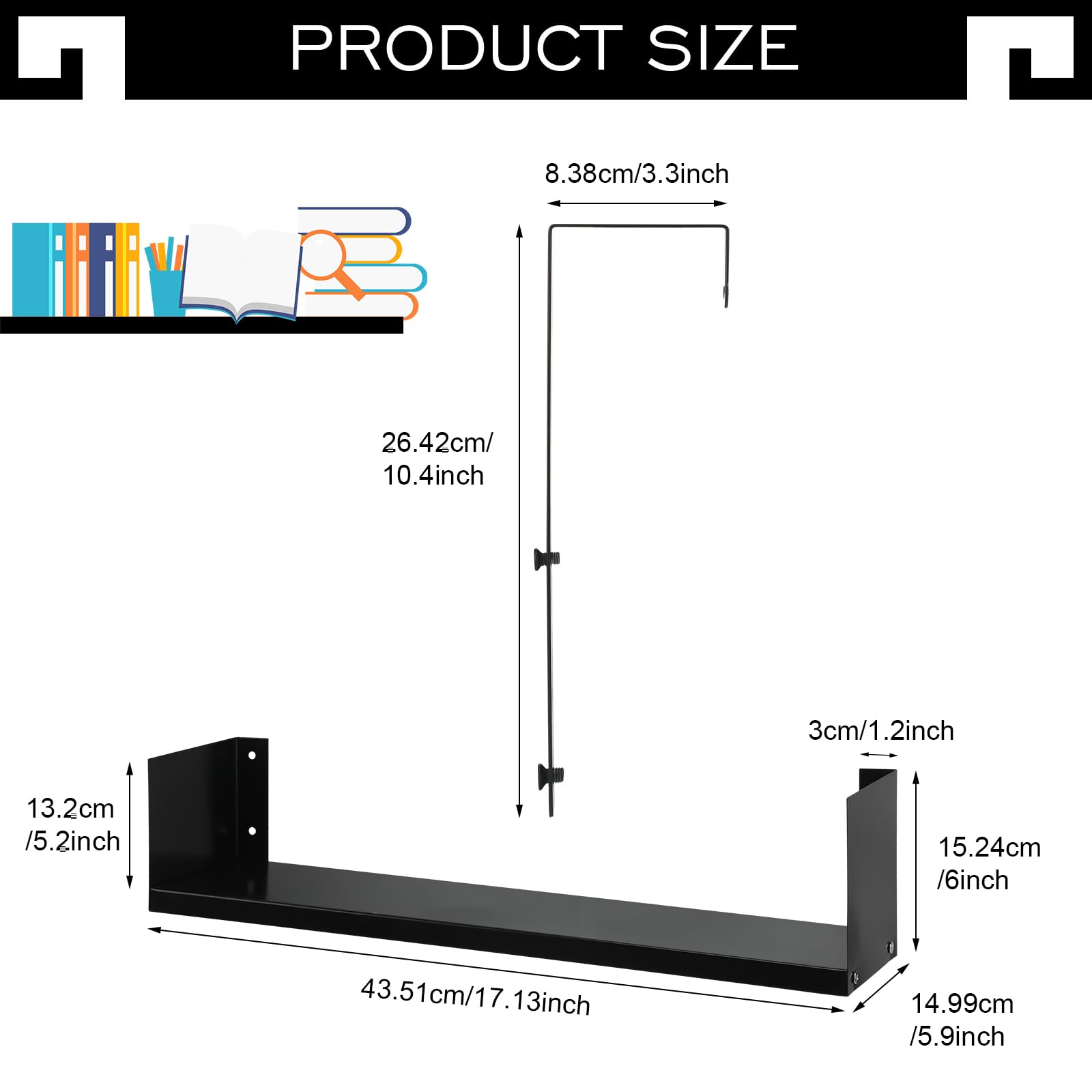 Office Cubicle Shelf Organizer - Hanging File Storage with Hooks for Desk, Books & Supplies - Perfect for Home Office, Workspace & Study Desk Organization