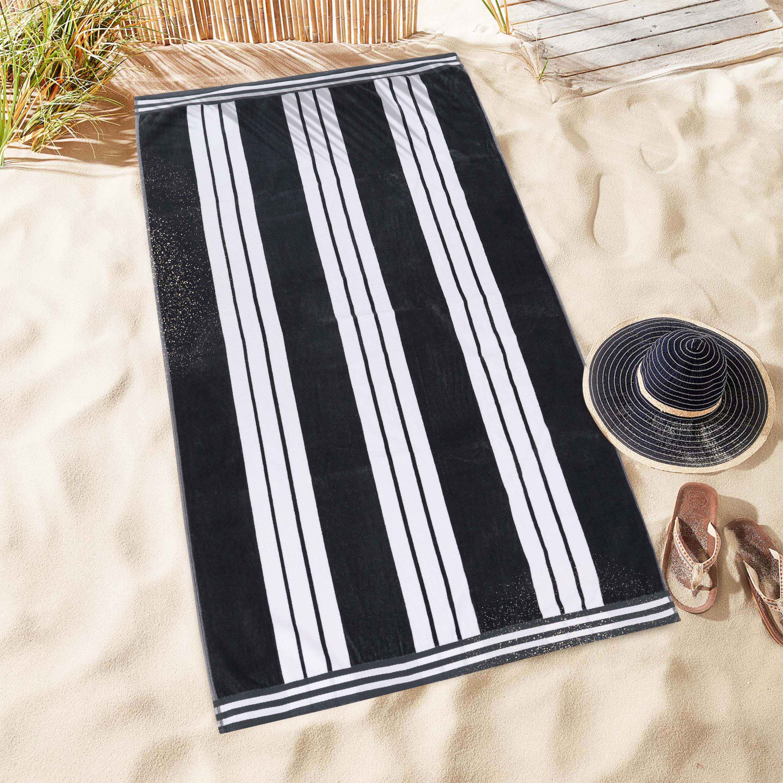 Premium Oversized Cabana Striped Cotton Beach Towel Set - 2, 4, or 6 Pack - Soft Quick-Dry Bath Towels for Pool, Beach, Vacation & Spa Days