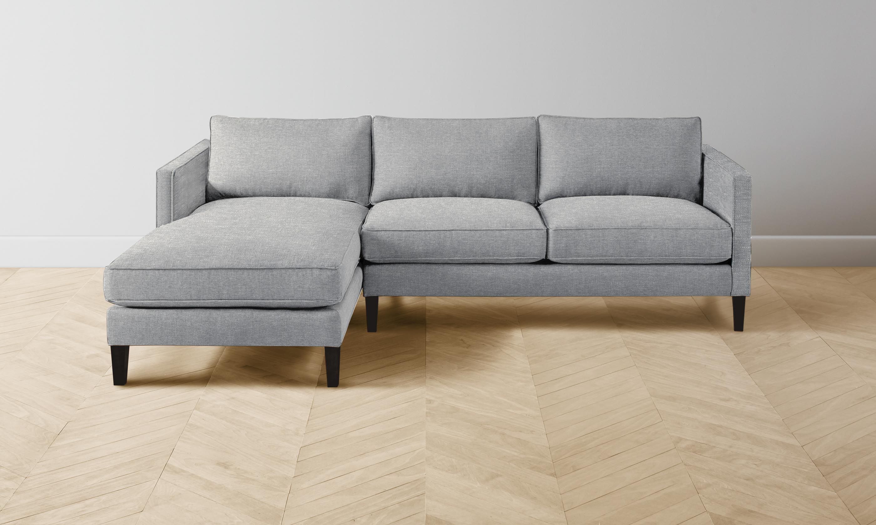 Premium Crosby Sectional Sofa - Soft Merino Wool Upholstery in Heather Grey | Modern Living Room Furniture for Cozy Home & Lounge Spaces