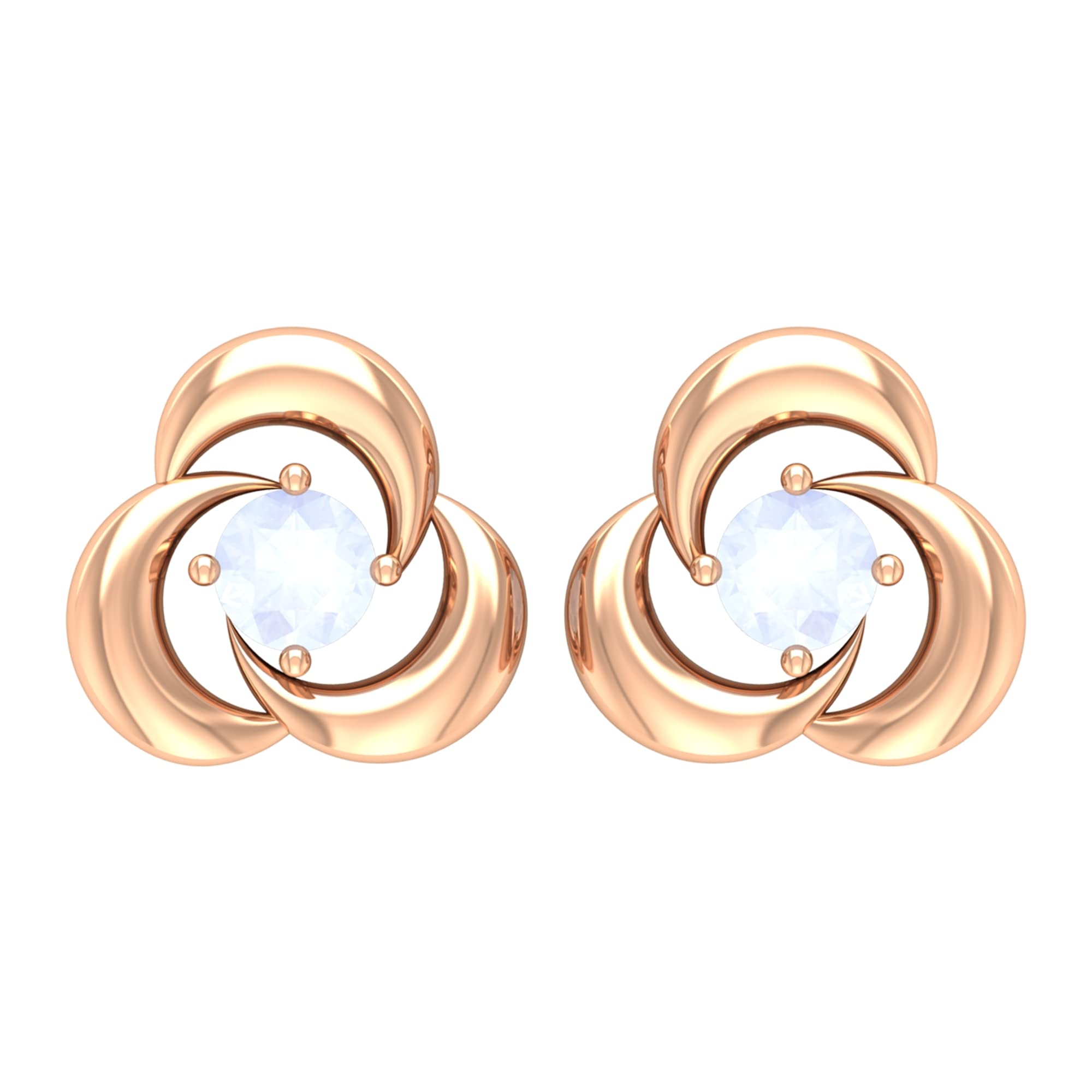 14K Solid Gold Moonstone Solitaire Stud Earrings | June Birthstone Jewelry | Light Blue Moonstone Swirl Earrings for Women | Perfect Gift for Birthday, Anniversary & Special Occasions