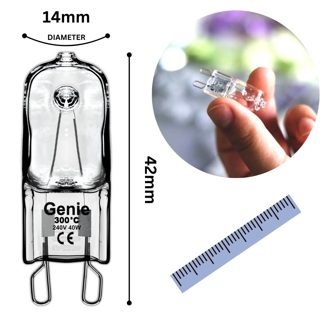 G9 Halogen Oven Bulb 40W 230V (2-Pack) - 300°C Heat Resistant Oven Light for Philips, Neff, AEG, Smeg, Zanussi & Bosch - Perfect for Baking, Roasting & Kitchen Appliance Replacement