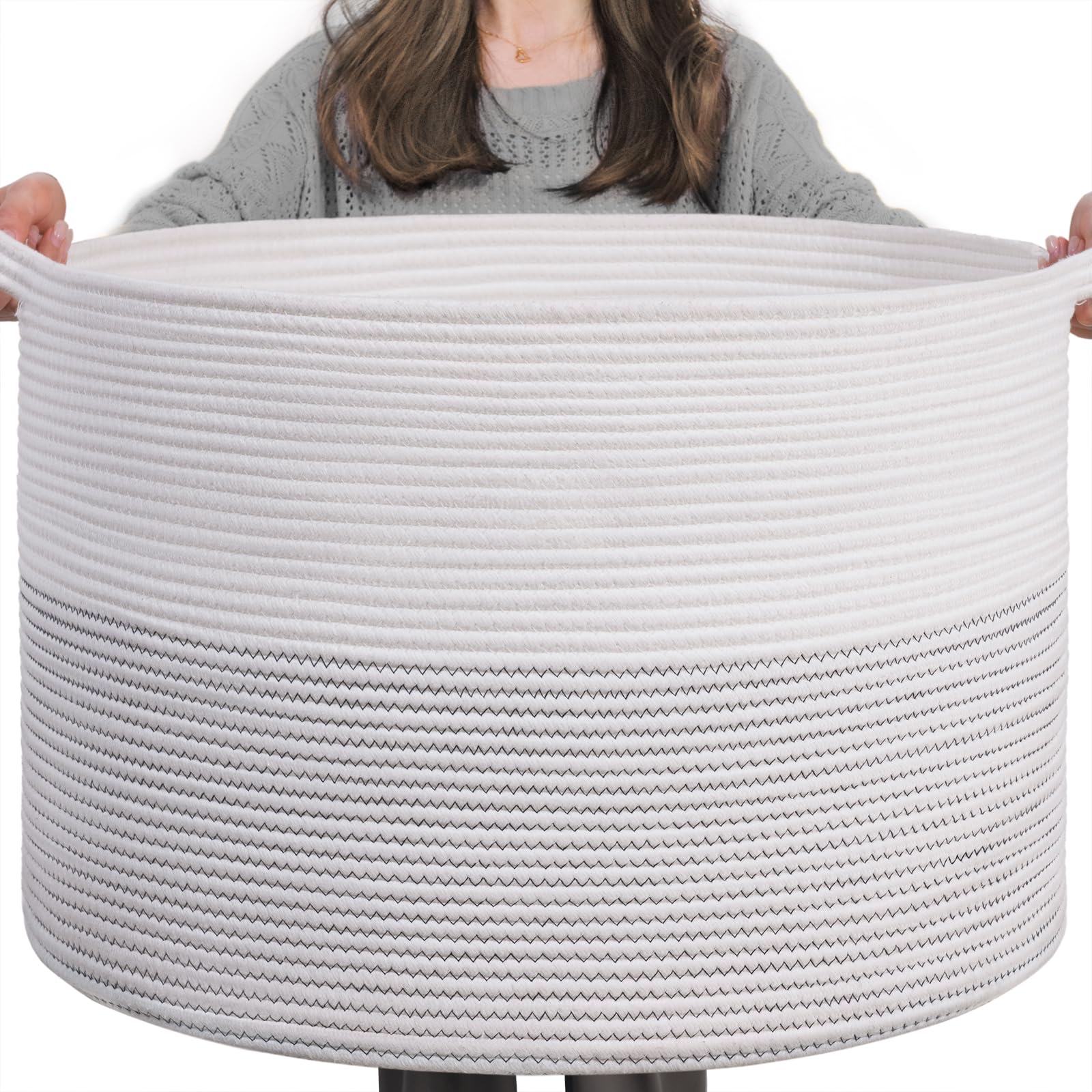 INDRESSME XXXLarge Cotton Rope Basket 21.7