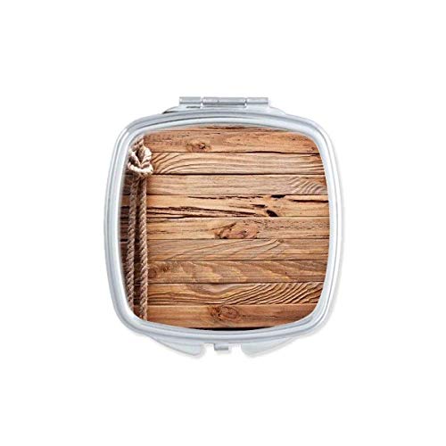 DIYthinker Wooden Irregular Rope Stripes Pattern Mirror - Portable Compact Double-Sided Pocket Makeup Mirror for Travel, Home Vanity & Handbag (3.5 Inch)