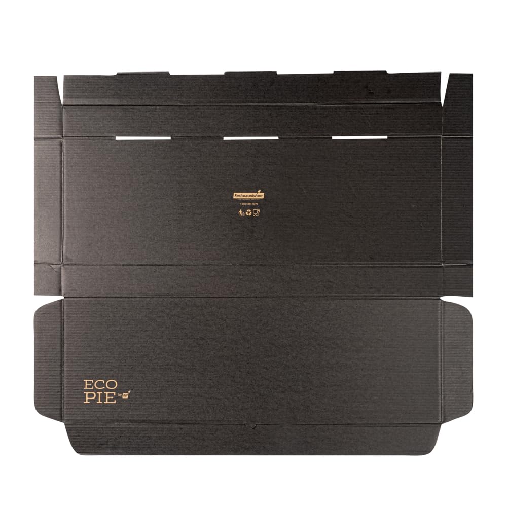 Eco-Friendly 24 x 12 x 2 Inch Flatbread Takeaway Boxes - 50 Pack Sturdy Corrugated Pizza Boxes with E-Flute Design & Tab-Lock System | Black & Kraft Paper Disposable Food Containers for Flatbreads, Pizzas, and Catering Events