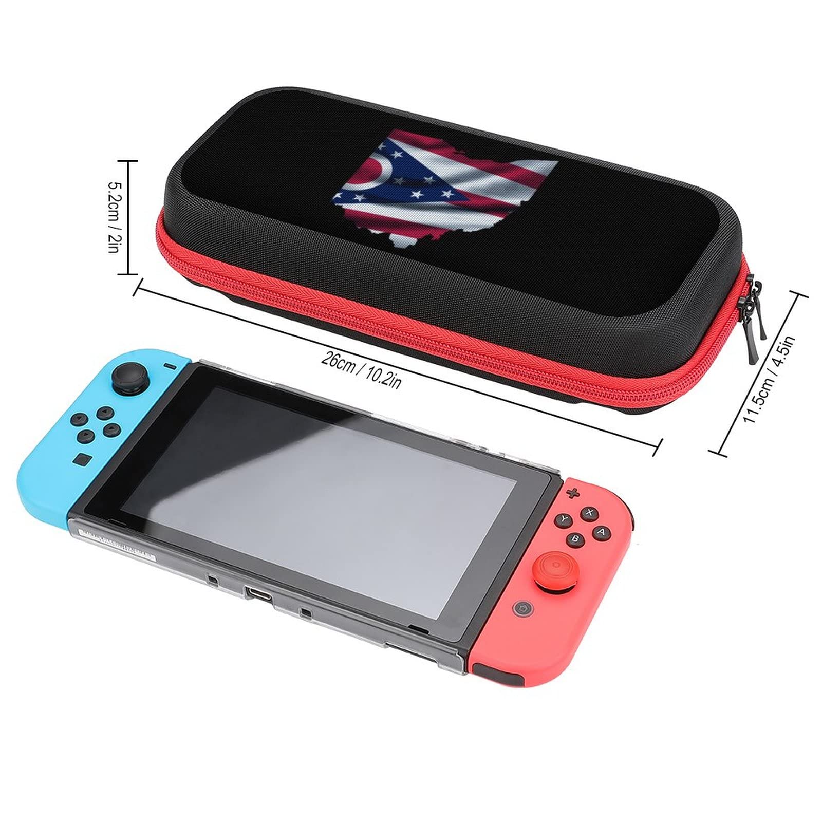 Ohio State Flag Waving Design Nintendo Switch Carrying Case - Portable Travel Cover with 20 Game Card Slots - Perfect for Gaming on the Go & Travel Accessories
