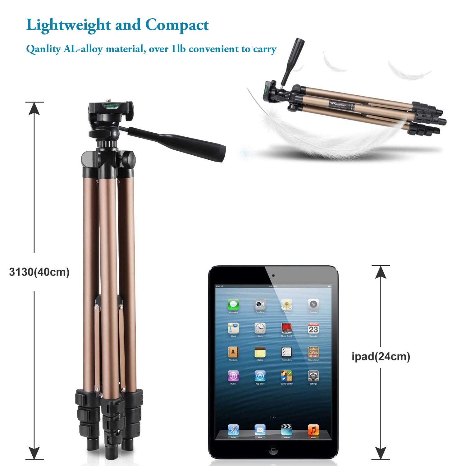 Universal Tablet Tripod Stand with Bluetooth Remote - 51in Lightweight Adjustable Phone Mount Holder for iPad Pro 12.9/11/10.5, iPad Air/Mini, Surface Pro, Galaxy Tab & 3.5-13.5