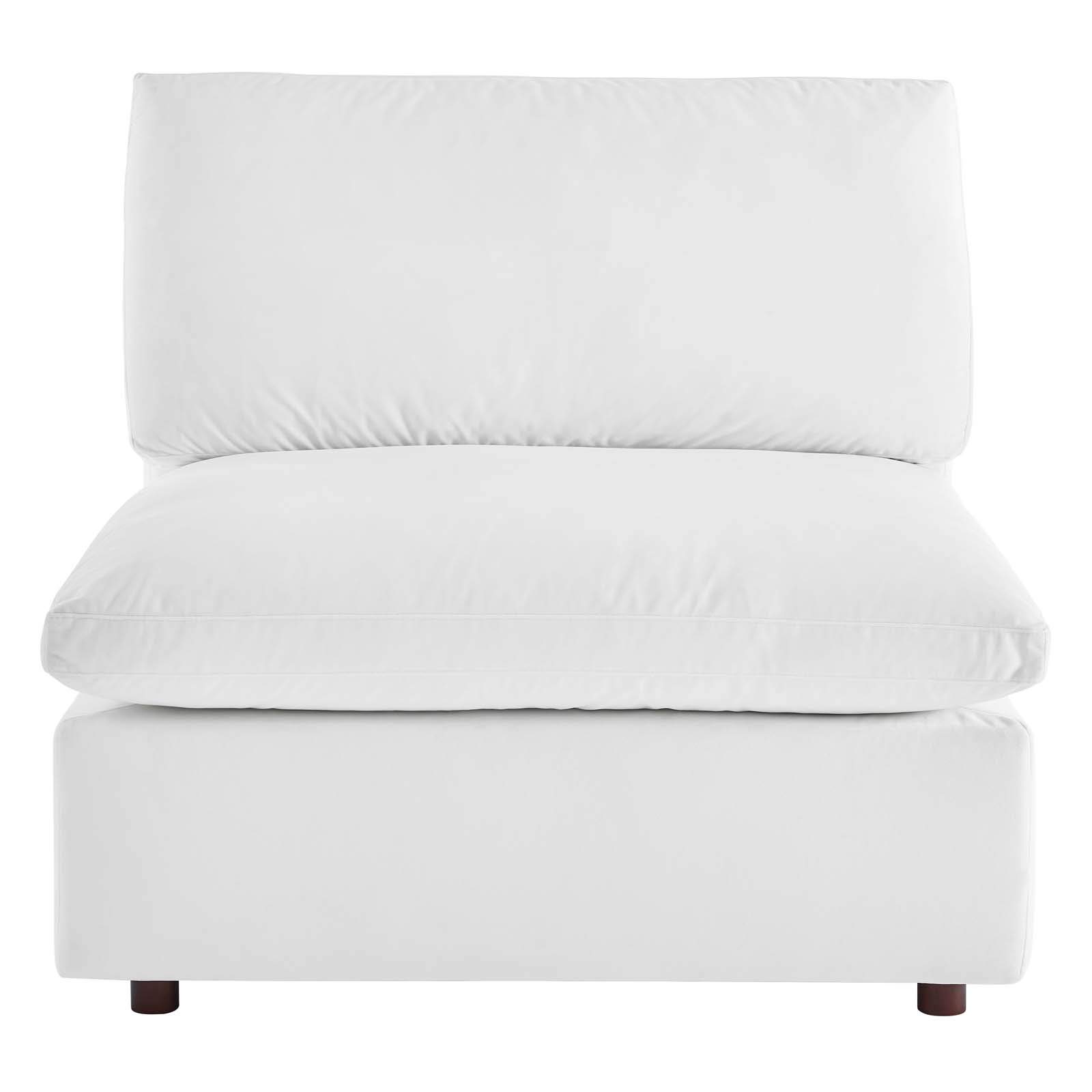 Modway Commix Down-Filled Overstuffed Performance Velvet Sectional Sofa Armless Chair - Luxurious Velvet Living Room Seating for Modern Home & Apartment Decor