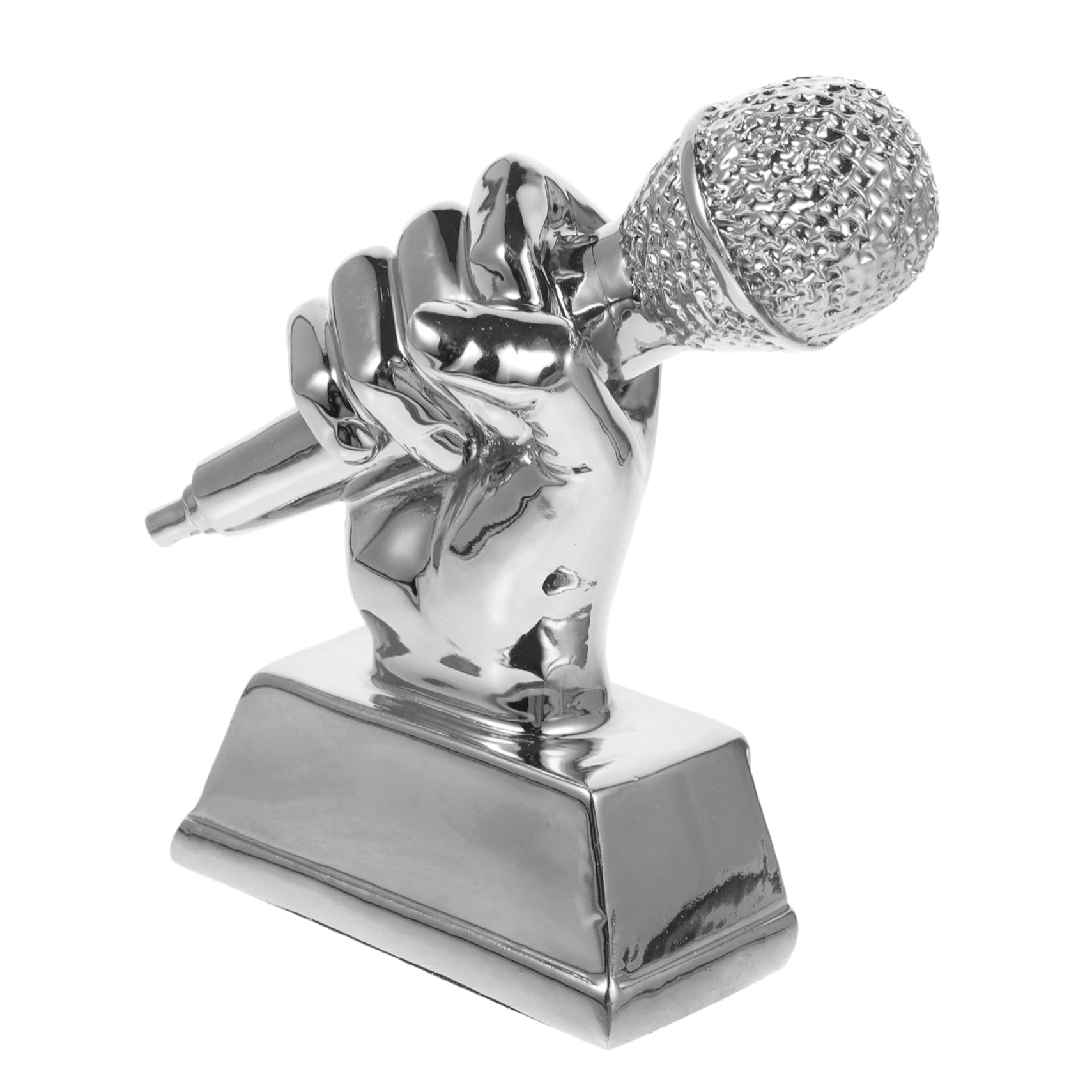 Yardwe 4-Piece Resin Microphone Trophy Set - Mini Microphone Awards for Students, Costume Party Decor, Bedroom & Home Decoration - Perfect for Graduation Gifts, Singing Competition Prizes, and Themed Room Decor