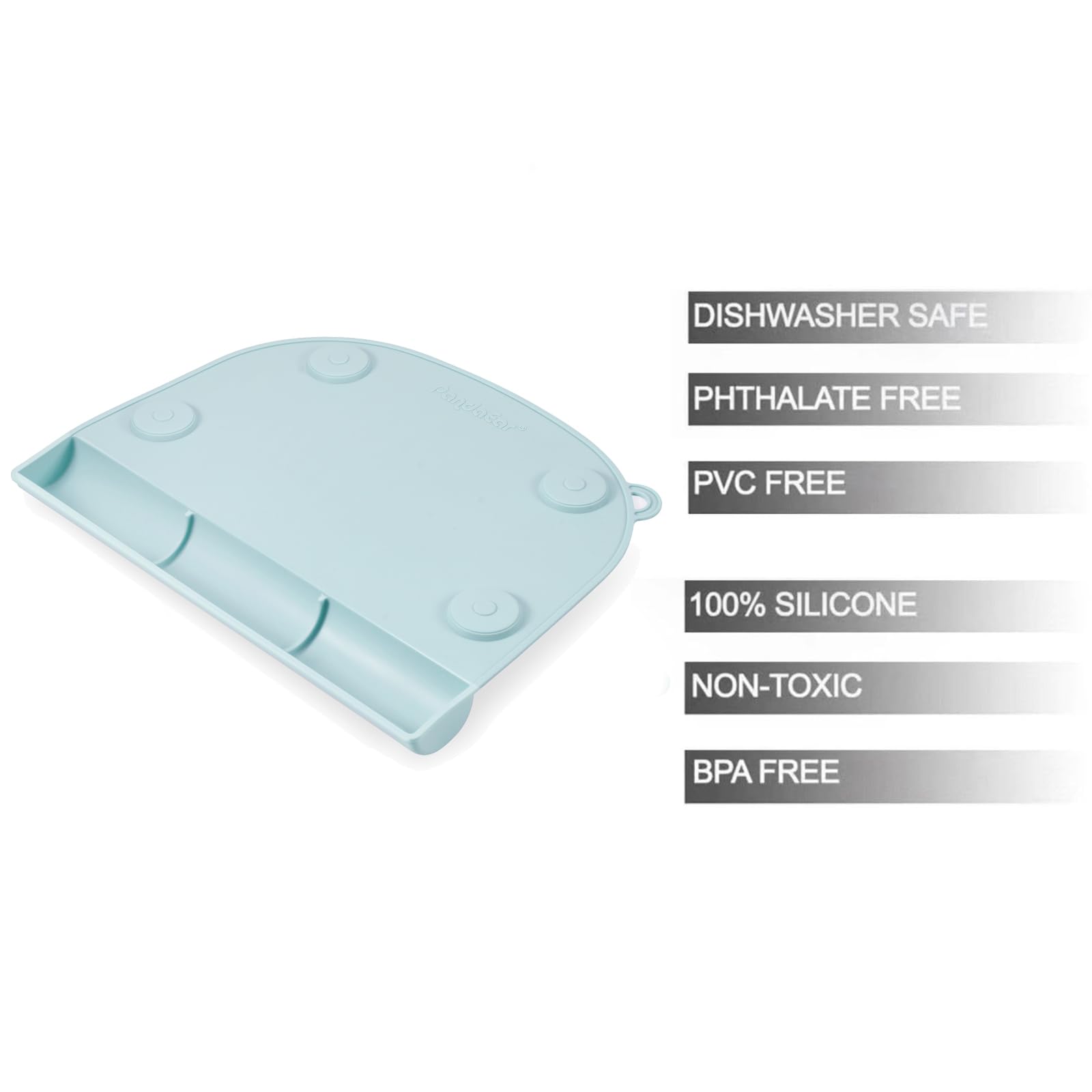 PandaEar Silicone Suction Placemats for Baby & Toddler - Non-Slip, Food-Grade, Easy Clean Dining Mat with Food Catcher Pockets for Home, Restaurant & Travel - Blue