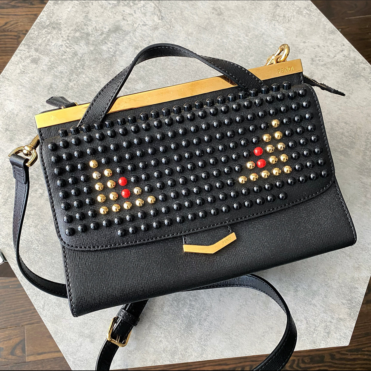 Fendi Black Small Demi Jour Bead Monster Crossbody Bag for Women | Luxury Designer Shoulder Purse | Perfect for Parties, Date Nights & Special Occasions