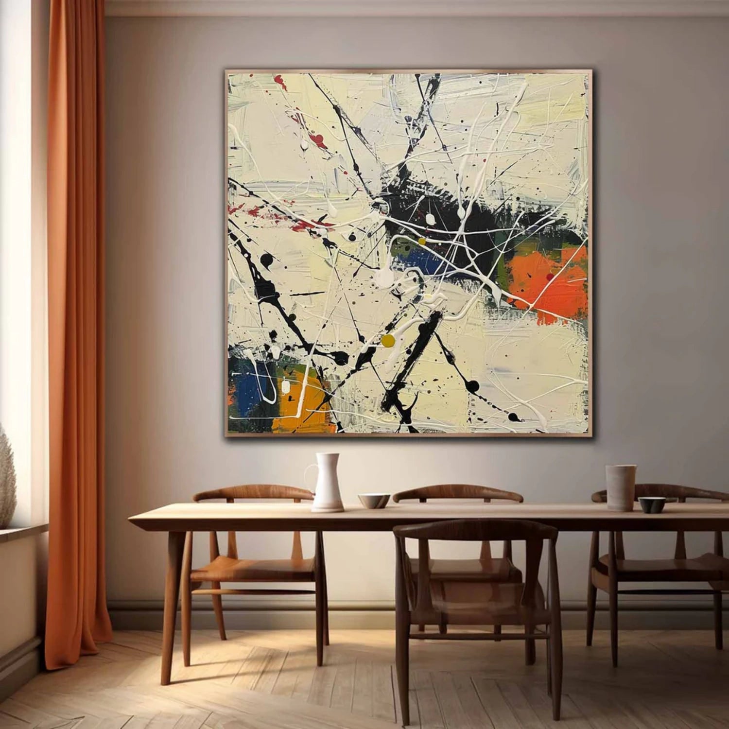 Pollock Art #JP009 - Abstract Drip Painting Wall Decor for Modern Home & Office | Perfect for Living Room, Bedroom, or Gallery Display