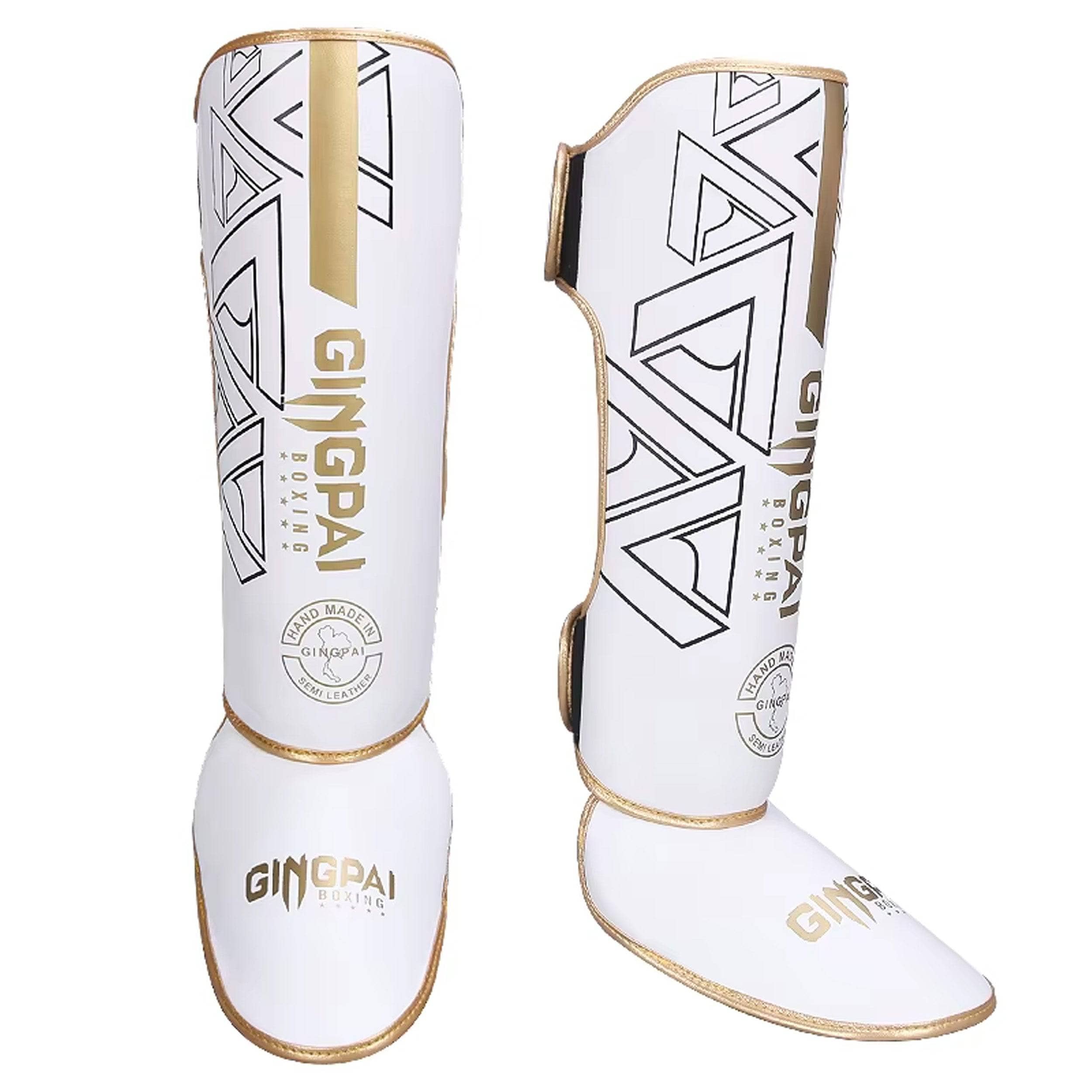 Premium Titanium Gold Muay Thai Shin Guards - Professional MMA Kickboxing Training Gear for Fighters & Martial Arts Enthusiasts - Perfect for Sparring, Competition & Fitness Training