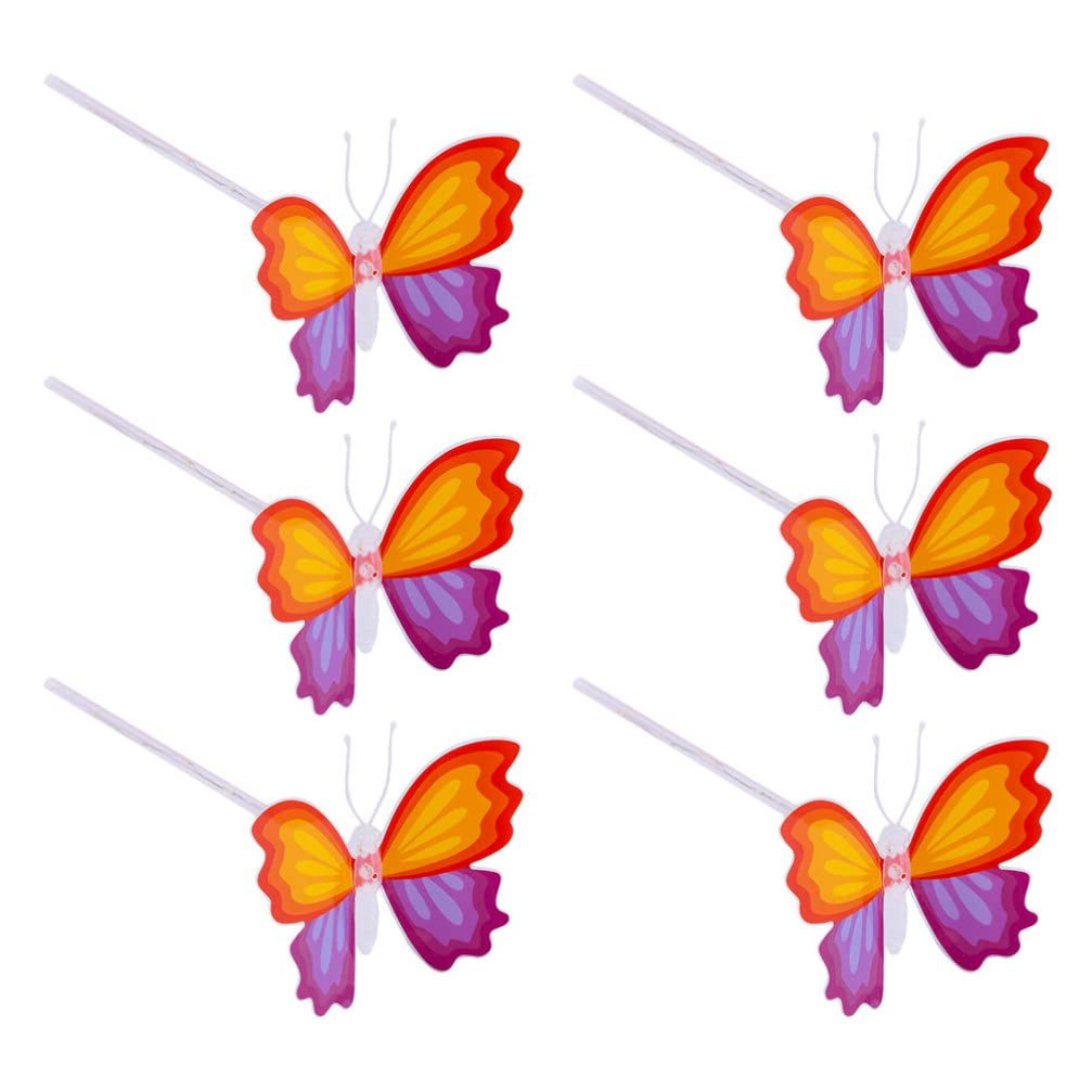 Totority 6pcs LED Fairy Wands for Kids - Light Up Butterfly Princess Costume Accessories, Glow in The Dark Party Favors for Girls Birthday, Halloween, Cosplay & Dress Up Play