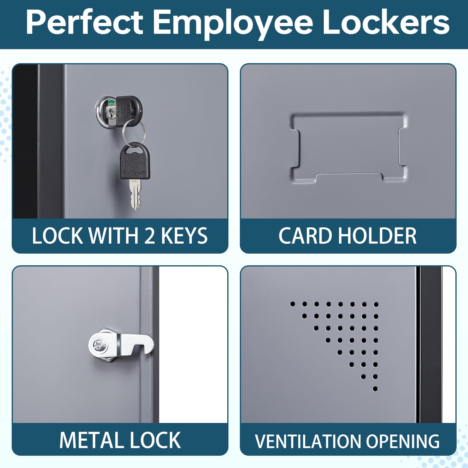 MIIIKO 4-Tier Metal Storage Locker with Keys - Secure Locking Shelves for School, Gym, Office & Home Organization - Perfect for Locker Rooms, Mudrooms & Dorm Storage