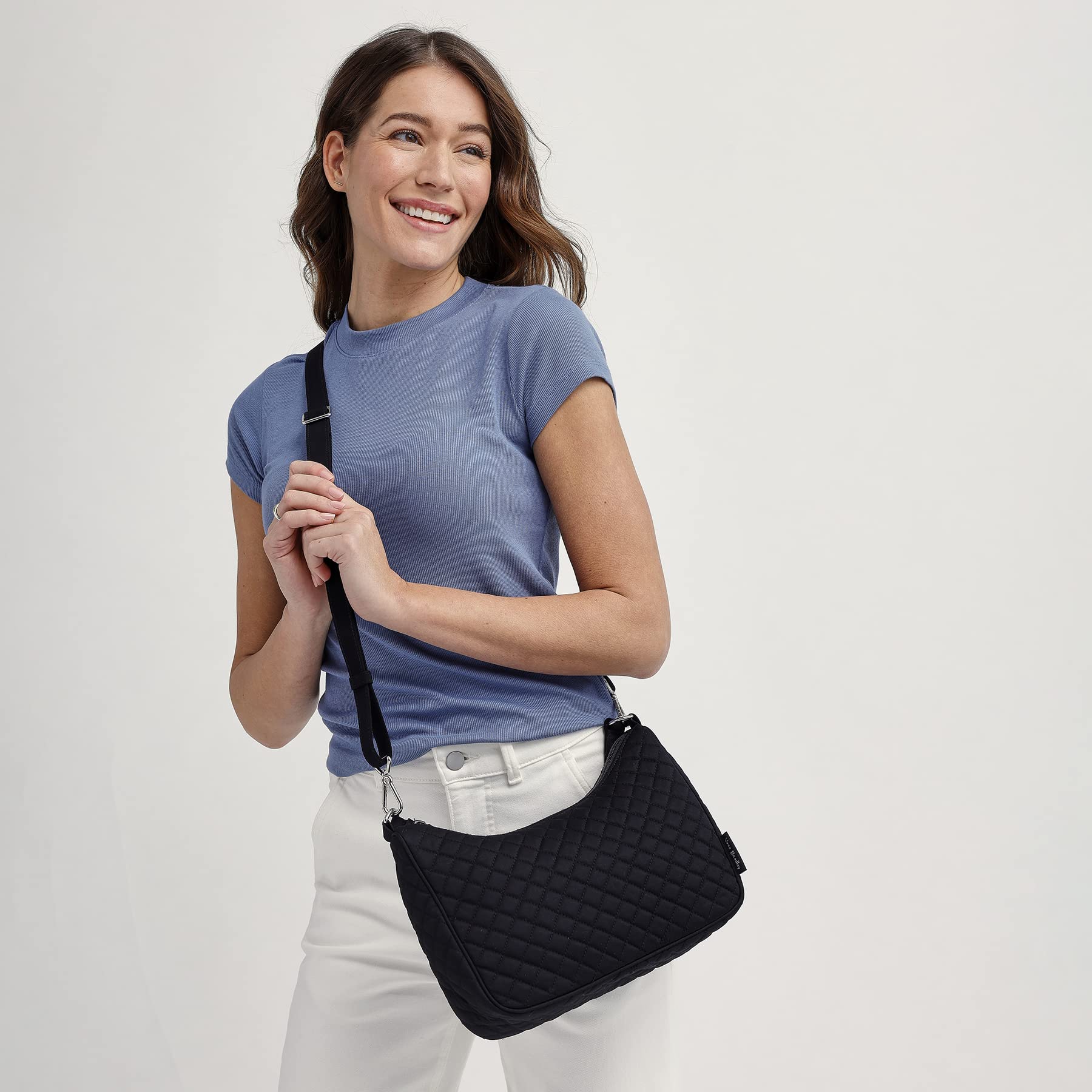 Vera Bradley Women's Cotton Frannie Crescent Crossbody Purse - Stylish & Lightweight Shoulder Bag for Everyday Use, Travel & Shopping