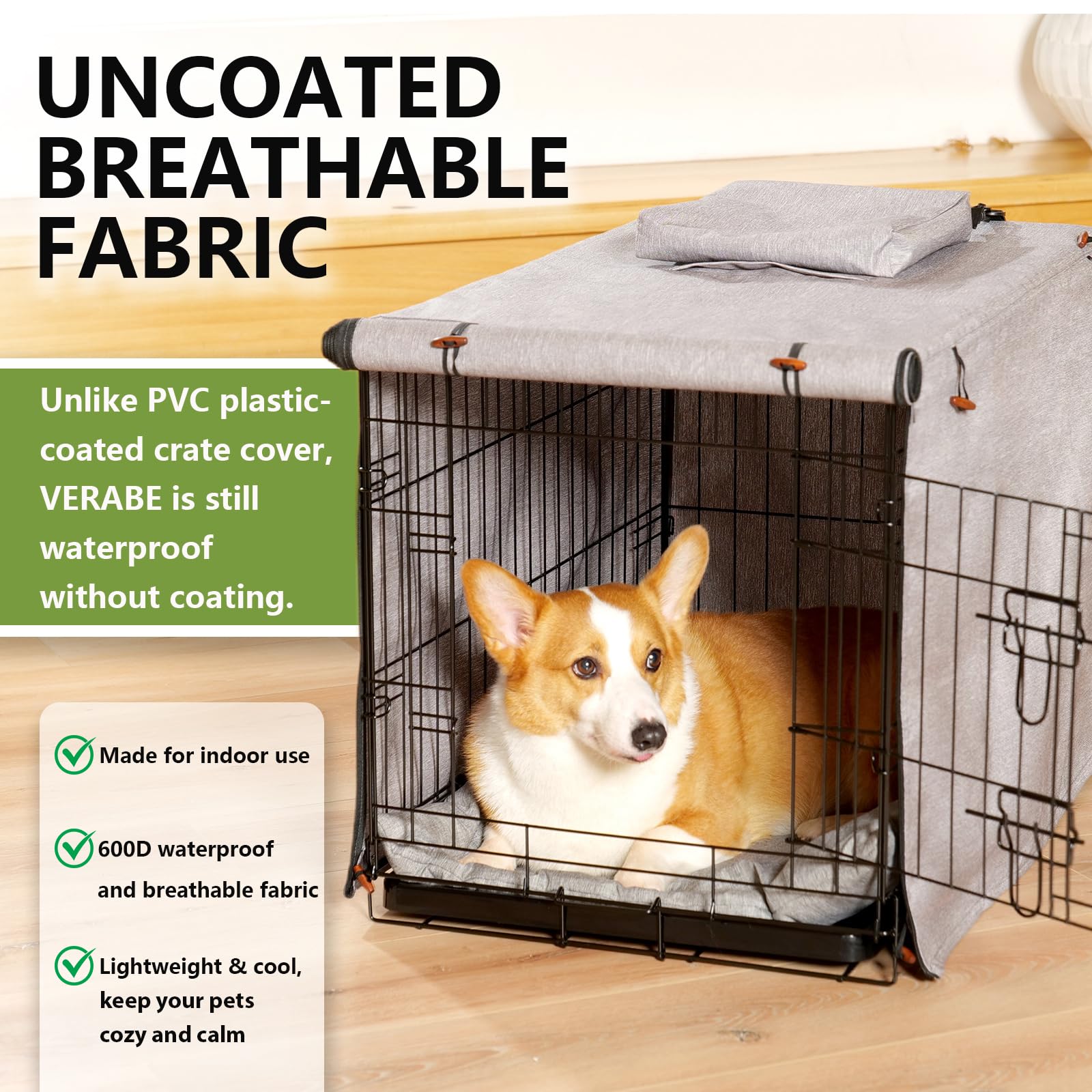 600D Waterproof Dog Crate Cover with Storage Bag - Fits 36 Inch Wire Kennel for Medium Dogs | Durable Pet Cage Cover in Gray | Perfect for Indoor/Outdoor Use, Travel & Home Protection