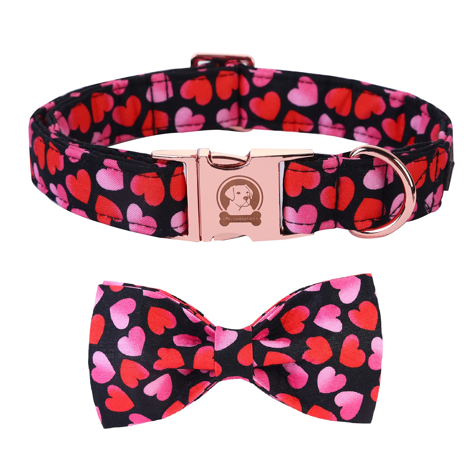 MR. CHUBBYFACE Valentine's Day Dog Collar with Adjustable Bow Tie - Cute Pet Collar for Small Medium Large Dogs | Perfect for Valentine's Day Photos & Special Occasions