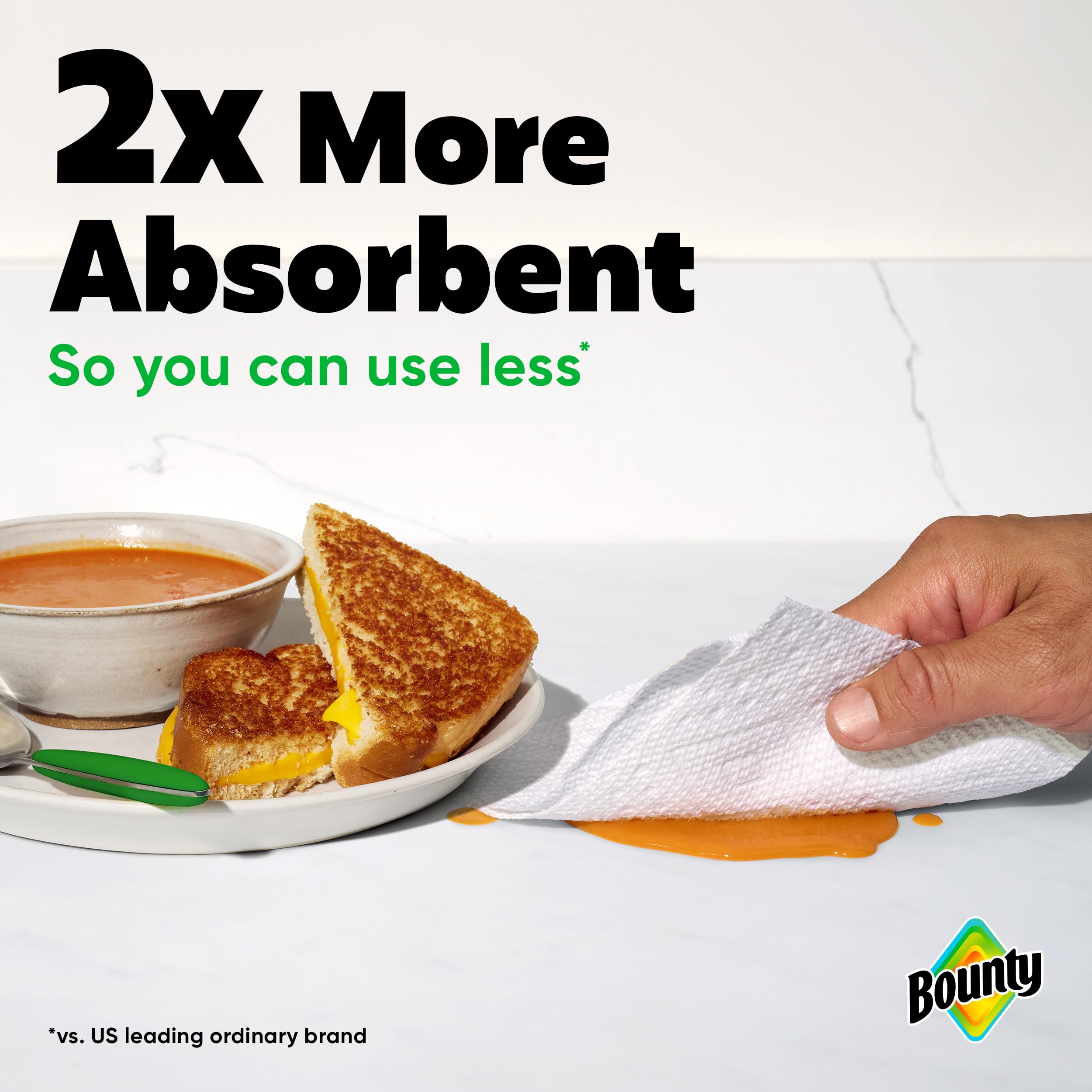 Bounty Select-A-Size Paper Towels | 2 Triple Rolls (6 Regular Rolls) | Super Absorbent & Strong | Perfect for Kitchen Cleaning, Spills & Household Use