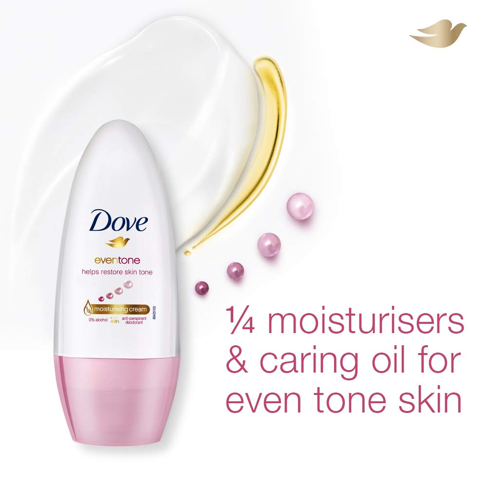 Dove Eventone Deodorant Roll-On for Women – Alcohol-Free & Paraben-Free Antiperspirant – Odor Protection & Fresh Skin – 50ml – Perfect for Daily Use at Work, Gym & Outdoor Activities