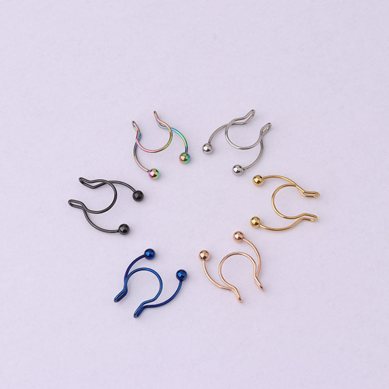 20G Surgical Steel Hypoallergenic No Piercing Nose Ring - Comfortable Fake Nose Hoop for Sensitive Skin | HSPJ348 | Perfect for Work, Parties & Everyday Wear