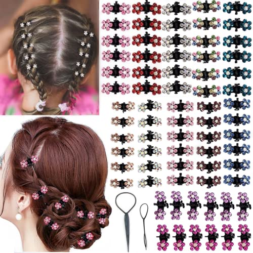 72 Pcs No-Slip Grip Hair Claw Clips for Women & Girls - Glitter Rhinestone Metal Clamps with Teeth, Floral Hair Accessories Set (Mixed Styles) - Perfect for Parties, Weddings & Everyday Hairstyling