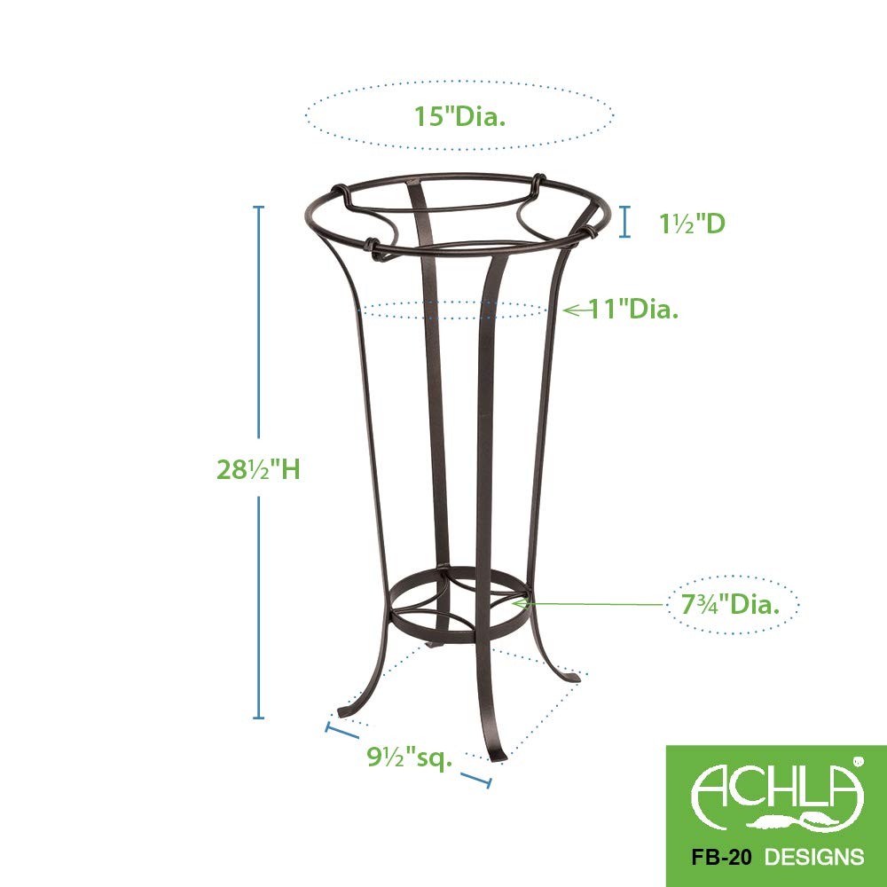 Achla Designs FB-20 Wrought Iron Tulip Plant Bowl Stand - Roman Bronze Finish | Indoor Outdoor Garden Decor for Patio, Balcony & Home Decor