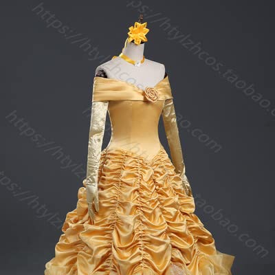 Luxury Beauty and the Beast Belle Cosplay Costume for Adults - Elegant Princess Dress with Cape | Perfect for Halloween, Cosplay Events & Themed Parties