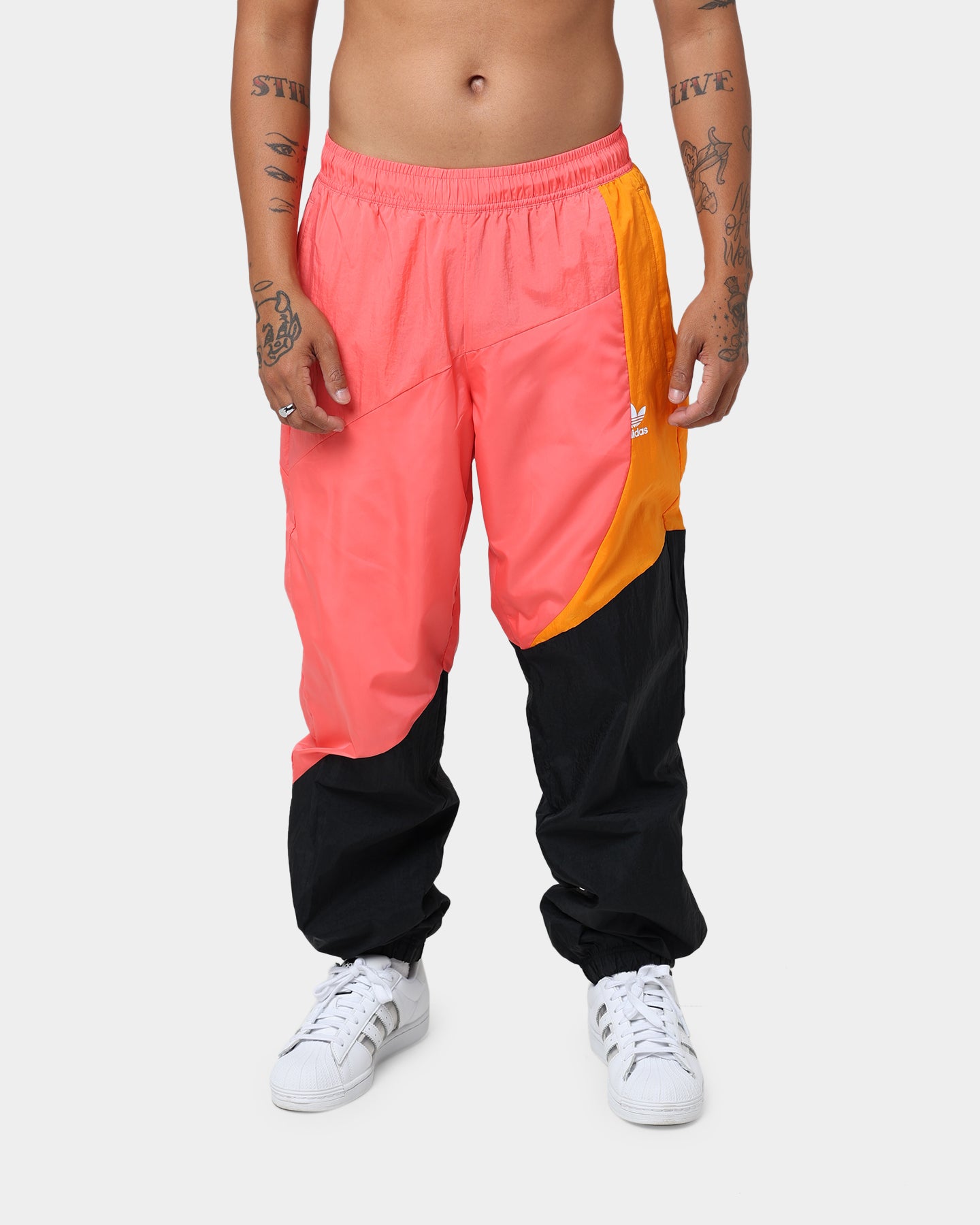 Adidas Adicolor Colorblock Track Pants for Men - Black/Semi Turb Running Jogger Pants with Side Stripes - Gym Workout & Casual Streetwear