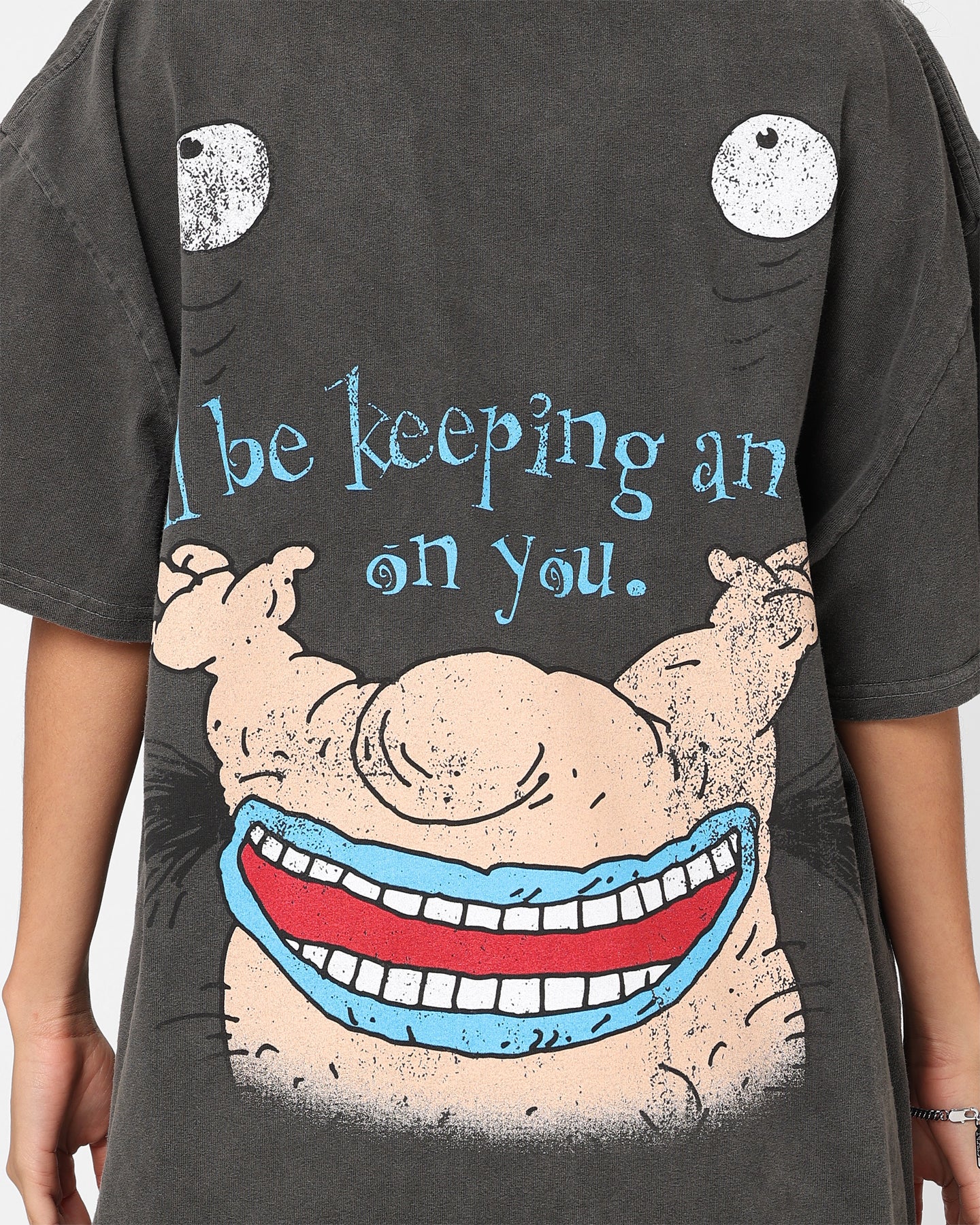 American Thrift X Aaahh!!! Real Monsters Krum Heavyweight Vintage T-Shirt - Black Wash | 90s Cartoon Tee for Men & Women | Perfect for Casual Wear, Halloween Costumes & Retro Fashion Lovers