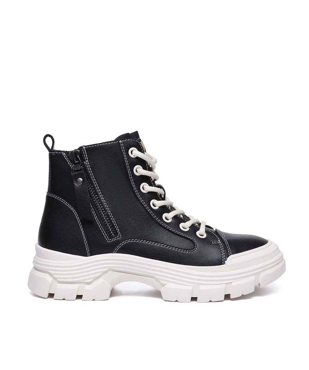 Women's Tall Leather Boots - Waterproof Ankle Booties for Winter, Fashionable Slip-Resistant Shoes for Women - Perfect for Outdoor Hiking, Casual Wear & Office