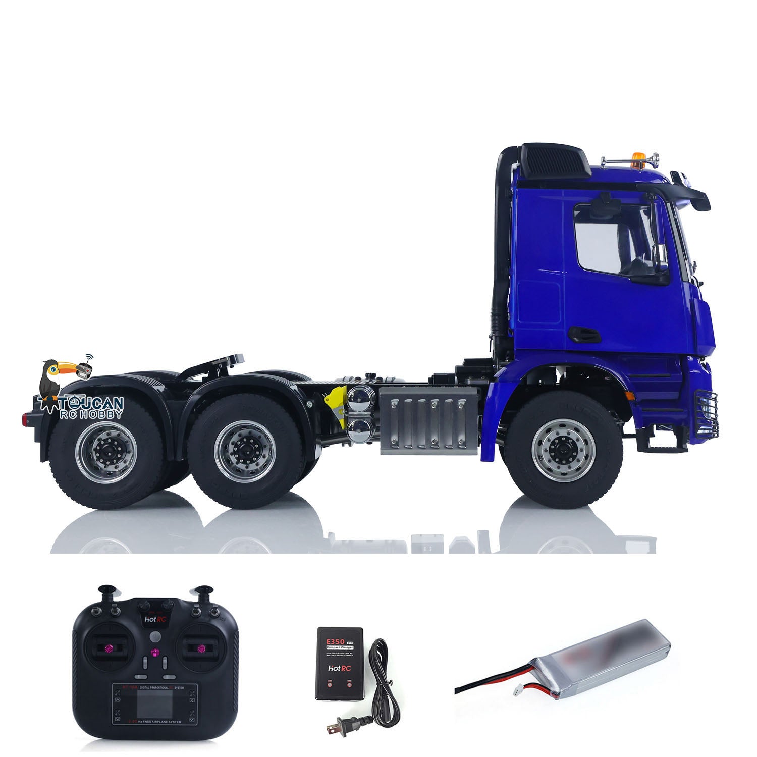 1/14 Scale 6X6 RC Tractor Truck - 2-Speed Radio Controlled Lorry with Battery (RTR) | No Lock Differential Axles | Compatible with TAMIYA Semi Trailer | Fast Free Shipping | Perfect for Off-Road Adventures & Construction Site Play