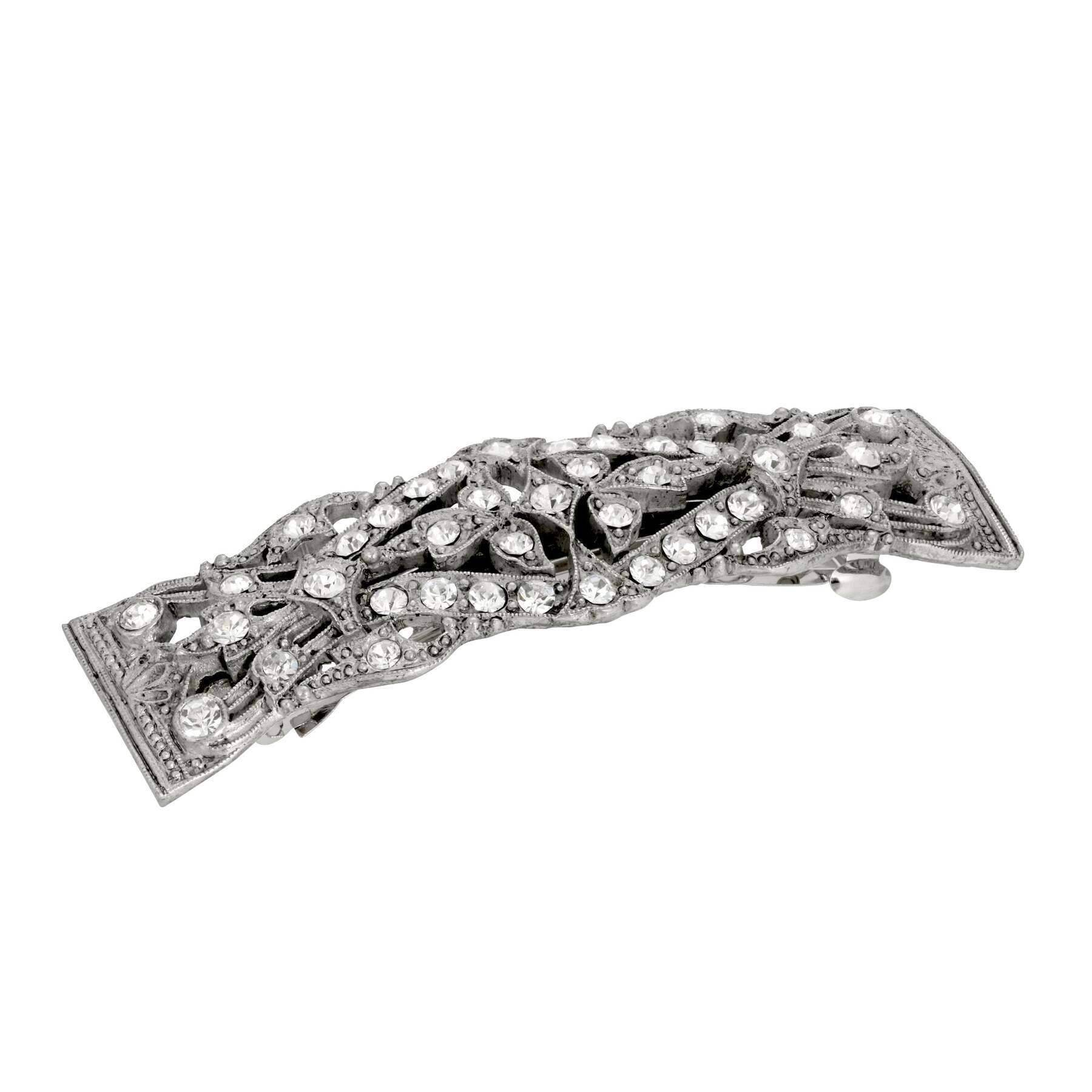 Opulent Multi Crystal Clear Barrette Hair Clip for Bridal & Wedding Hairstyles - 1928 Bridal Essentials Collection - Perfect for Brides, Bridesmaids & Formal Events