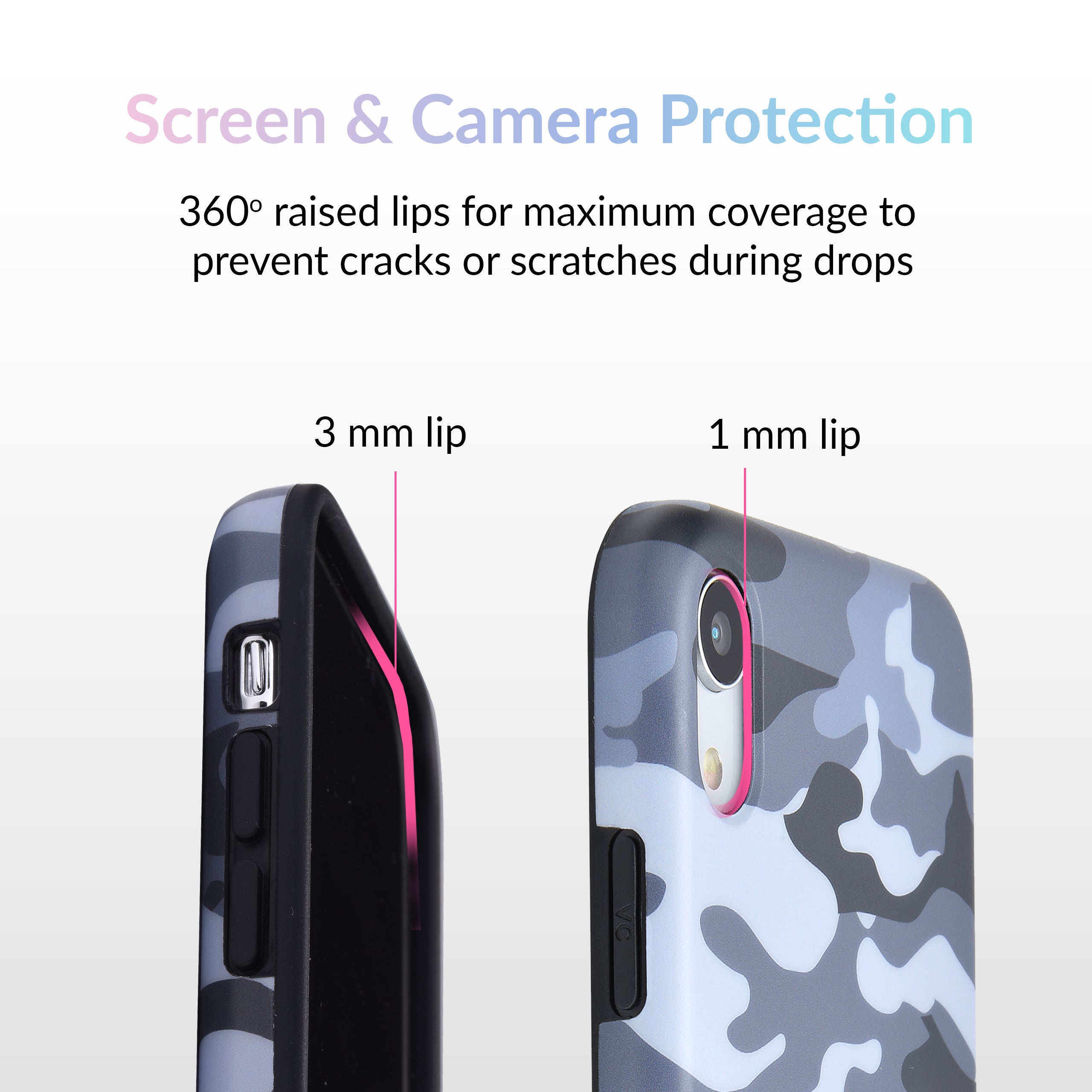 Gray Camo iPhone Case - Durable Protective Cover for iPhone 13/14/15 Pro Max - Military Grade Shockproof Slim Design - Perfect for Outdoor, Travel & Daily Use