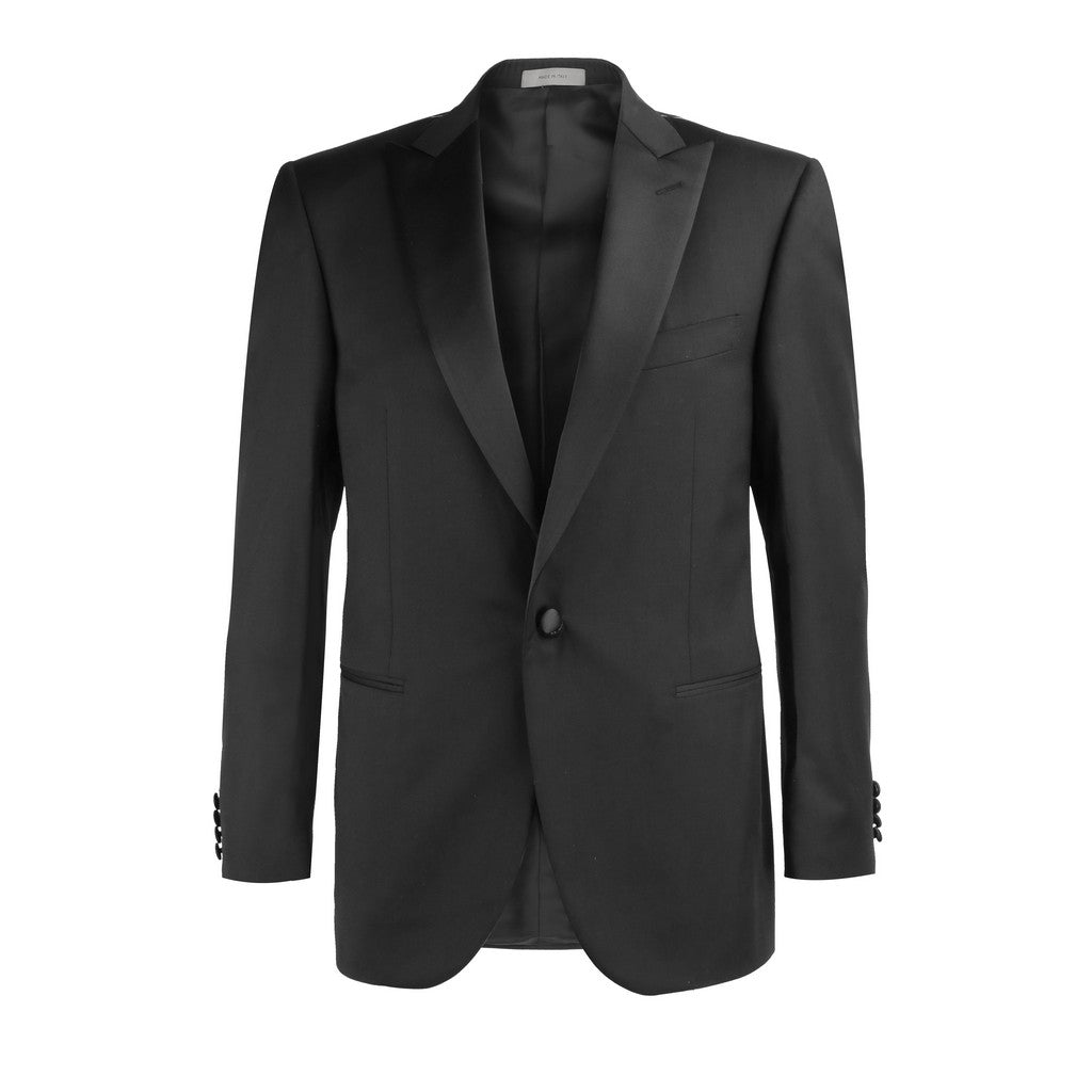 Corneliani Men's Black Twill Leader Event Suit - Premium Business Formal Wear for Weddings, Meetings & Special Occasions