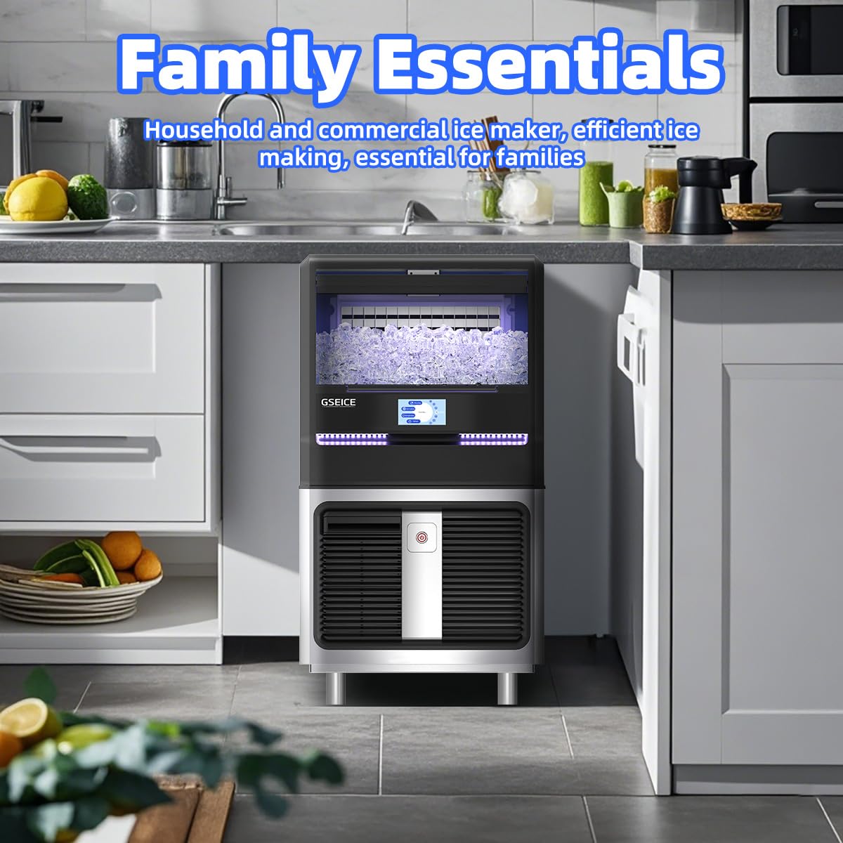 Commercial Ice Maker Machine 150LBS/24H with 45LBS Storage Bin - 4.3