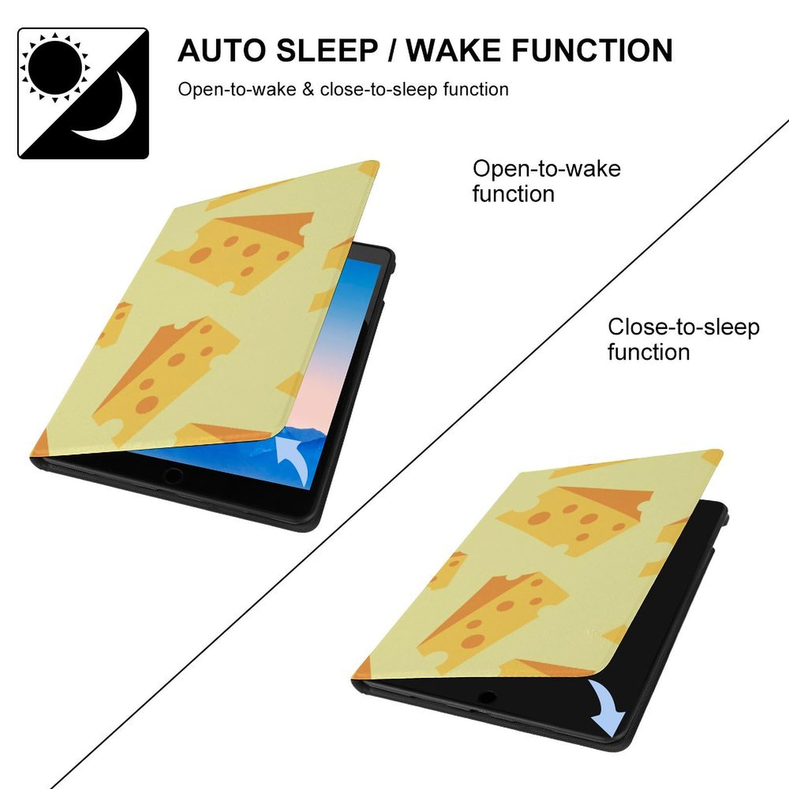 Food Themed Tasty Cheese iPad Pro/Air 3 (10.5in) Case - Multi-Angle Stand with Auto Wake/Sleep | Perfect for Kitchen, Office & Travel Use