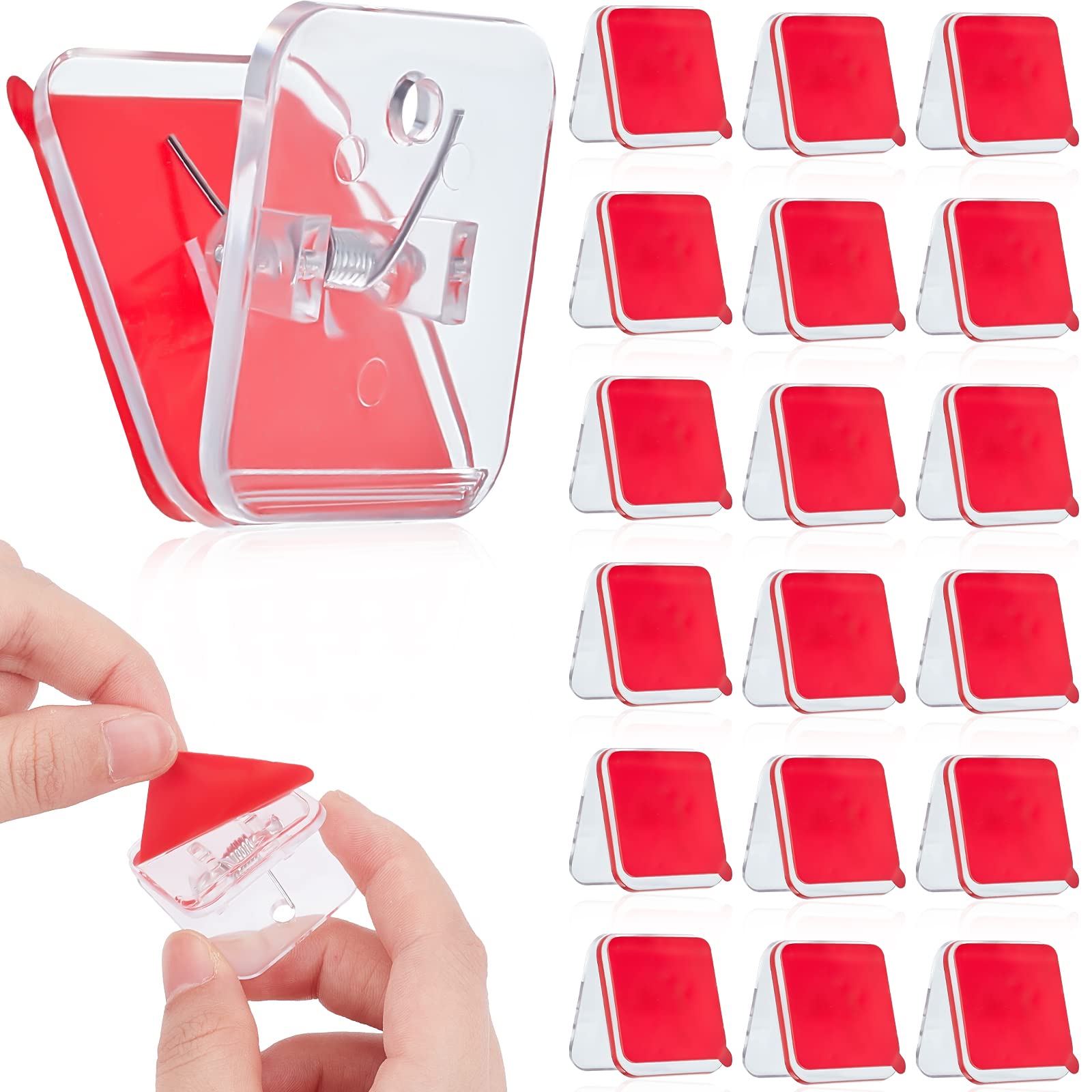 WEBEEDY 30 Pcs Self-Adhesive Wall Clips - Strong Double-Sided Sticky Hooks for Tapestry, Photos, Posters, Ropes & Home Decor - Plastic Spring Clips for Teachers, Office & Organizing (1.2x1.2 Inch) - Perfect for Hanging Lightweight Items Without Nails or Damage