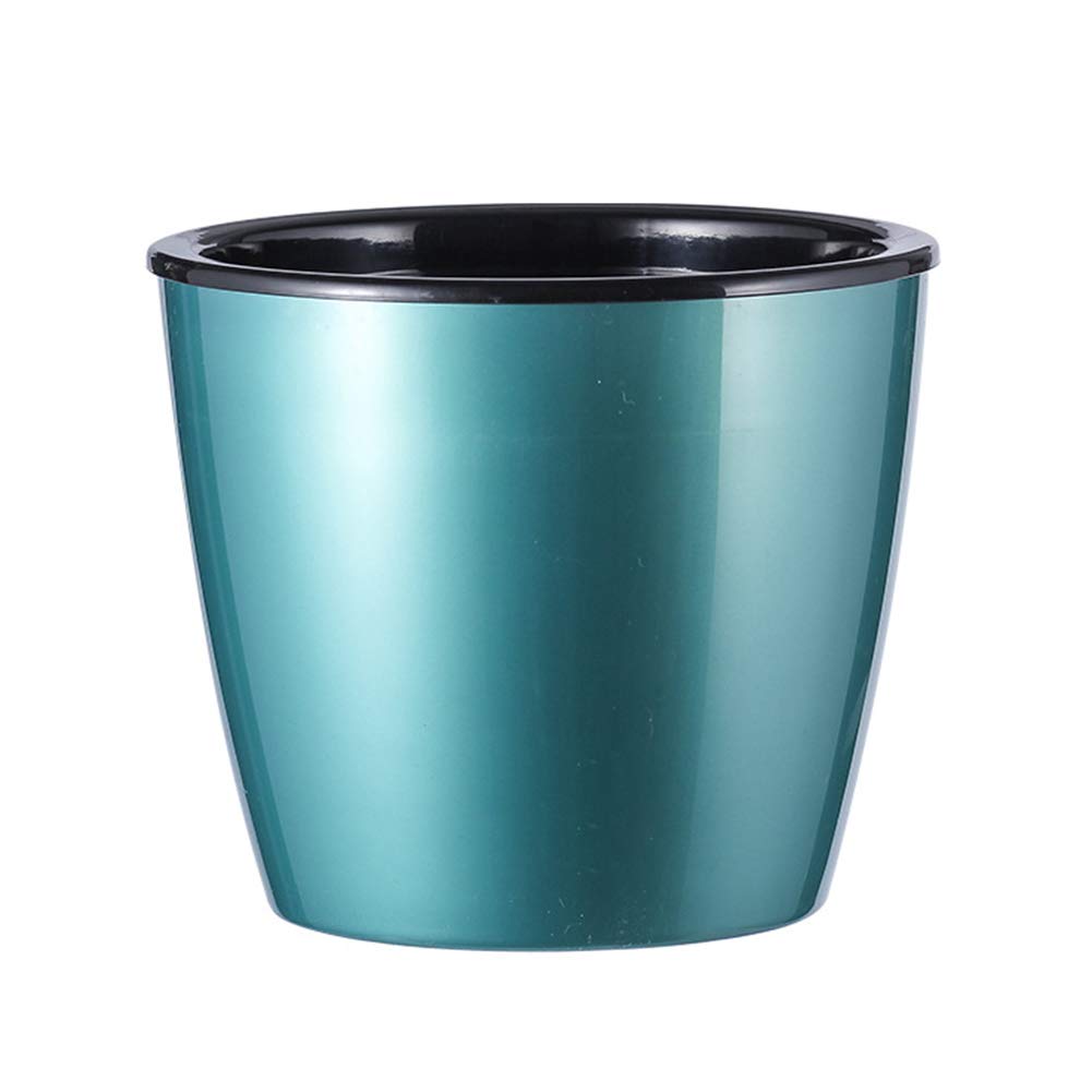 Eco-Friendly Plastic Double Wall Flower Pot Planter - Water Absorption Home & Garden Storage Container (Green) - Perfect for Indoor Plants, Balcony Gardening & Organizing Small Items