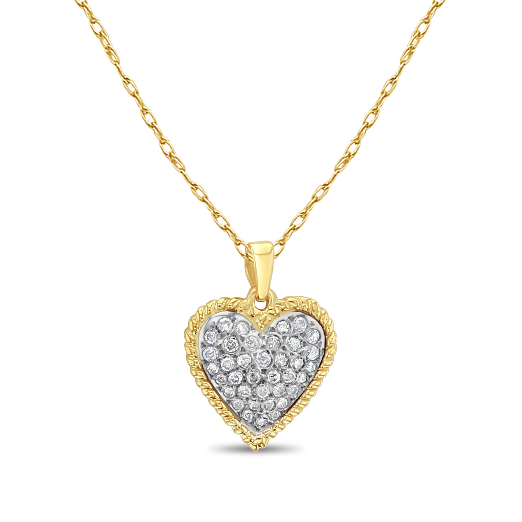 14K Two-Tone Gold Heart Shaped Pave Diamond Necklace for Women - Perfect Gift for Valentine's Day, Anniversary & Special Occasions