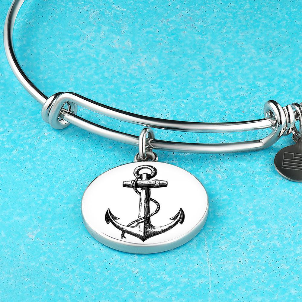 Anchor Bangle Bracelet for Women - Minimalist Gold & Silver Cuff Bracelets - Stackable Jewelry for Everyday Wear, Gifts & Special Occasions