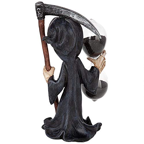 Design Toscano Grim Reaper Sand Timer Hourglass Statue - Gothic Home Decor for Halloween, Office Desk & Dark Academia Aesthetic