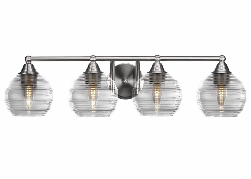Toltec Lighting Paramount 4-Light Bathroom Vanity Light Bar in Brushed Nickel (3424-BN-5110) - Perfect for Modern Bathroom, Powder Room and Spa Lighting