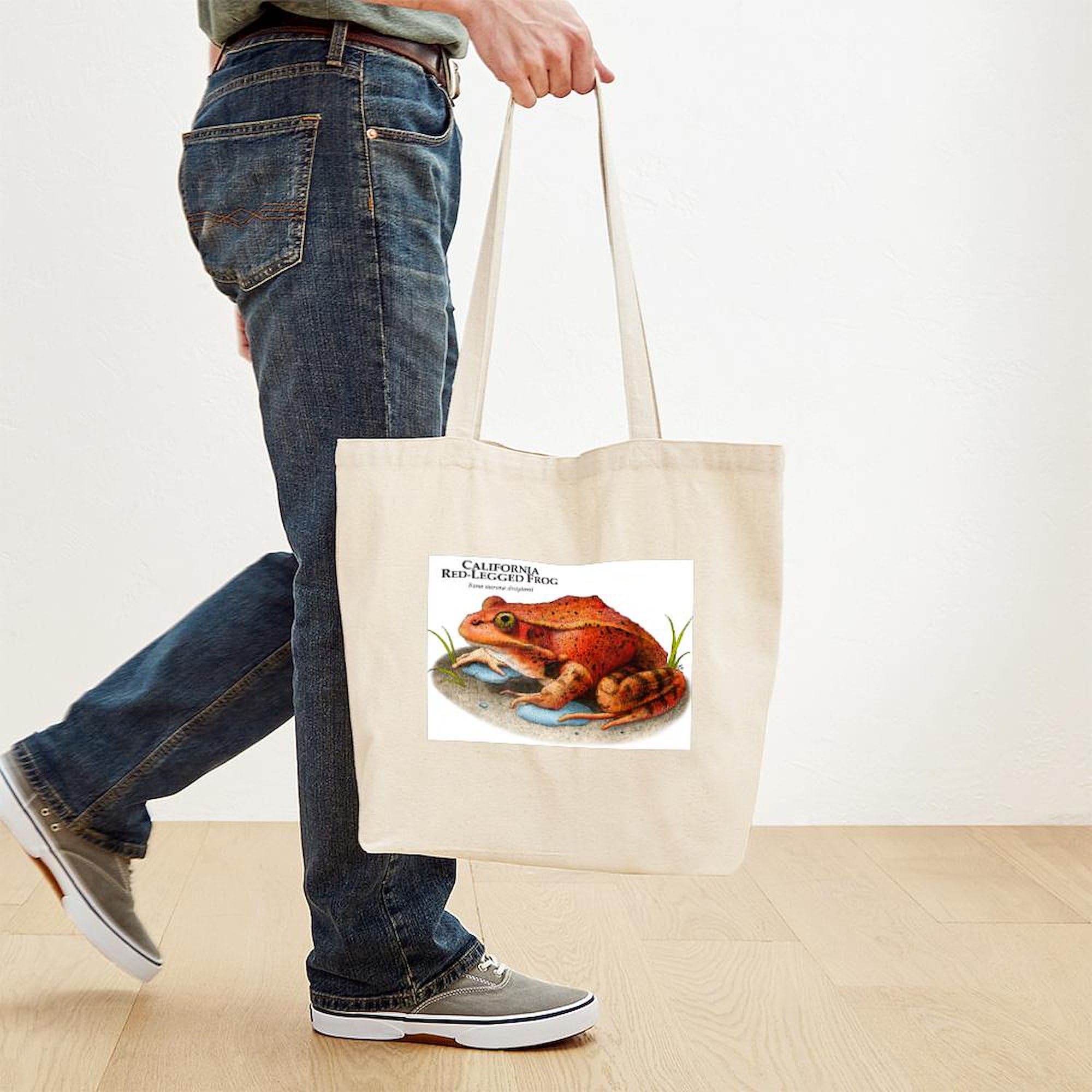California Red-Legged Frog Canvas Tote Bag - Eco-Friendly Reusable Shopping Bag for Groceries, Beach & Daily Use | Durable Natural Cotton Carryall