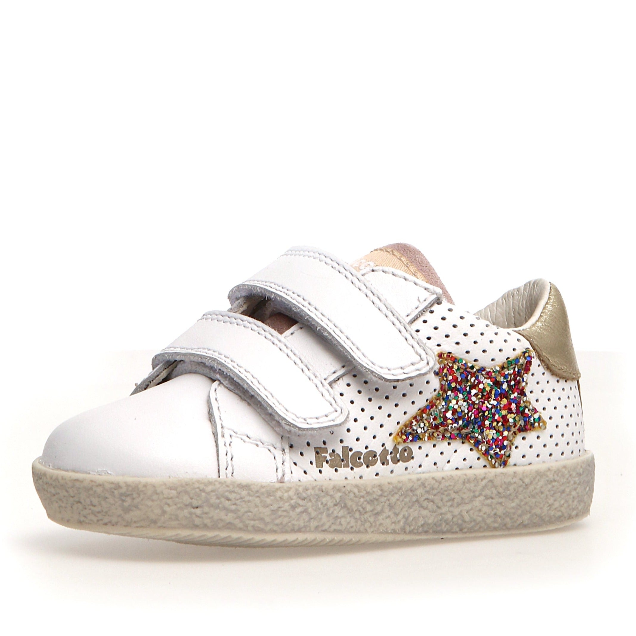 Falcotto Girls' Alnoite Fashion Sneakers - White/Platinum - Comfortable Casual Shoes for School, Play & Everyday Wear